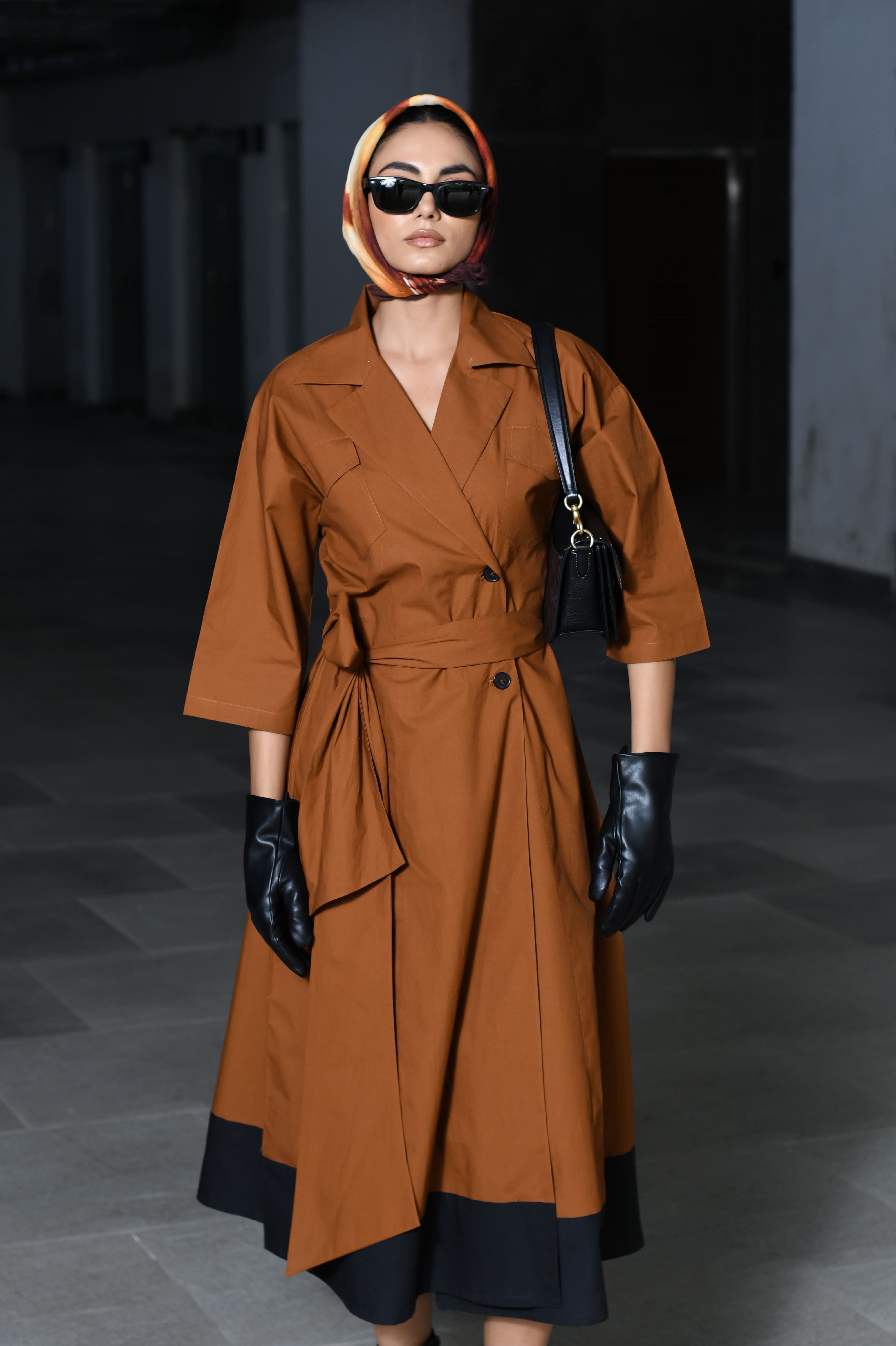 BROWN TRENCH COAT DRESS