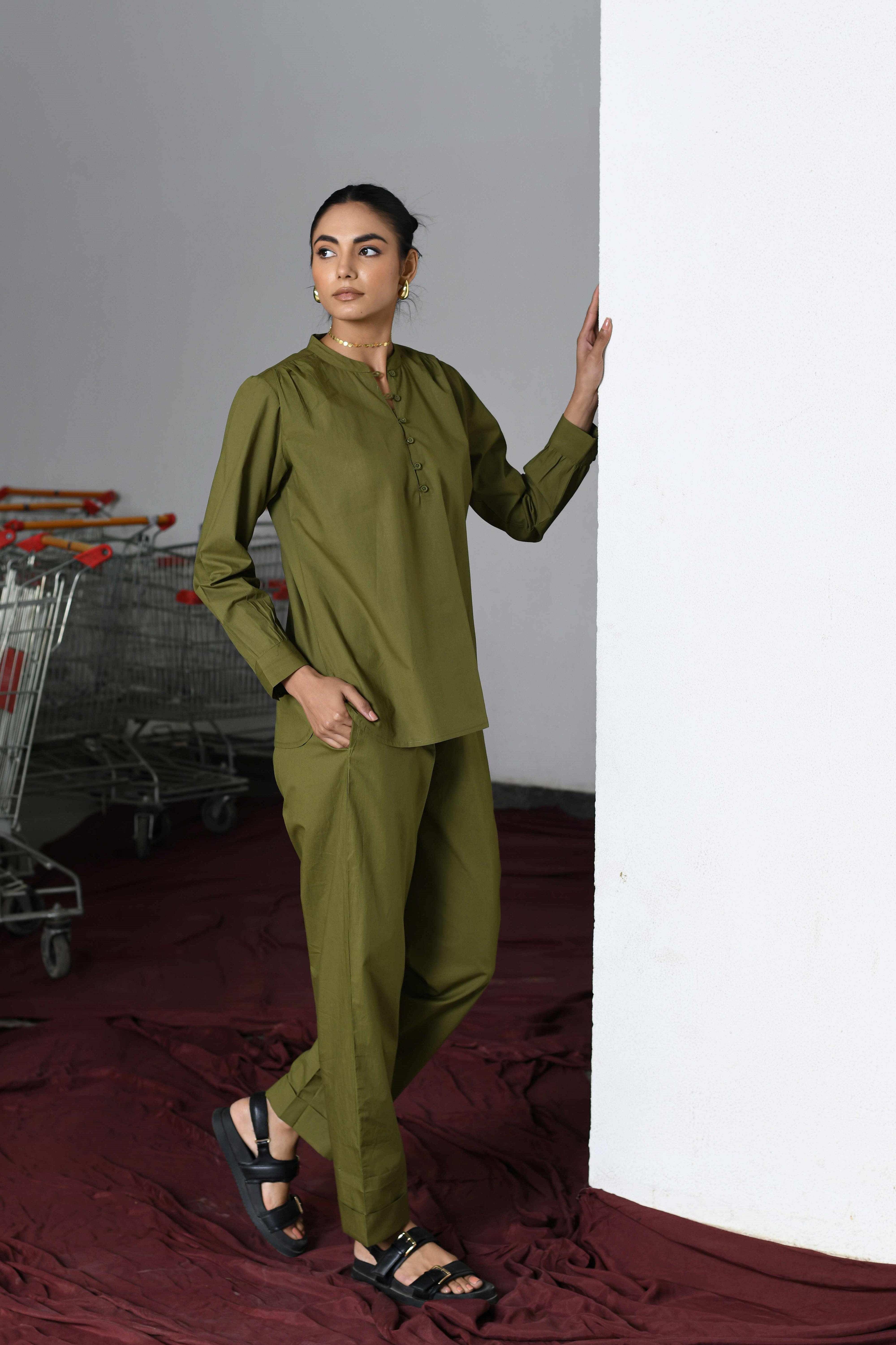 OLIVE CLASSIC CO-ORD SET