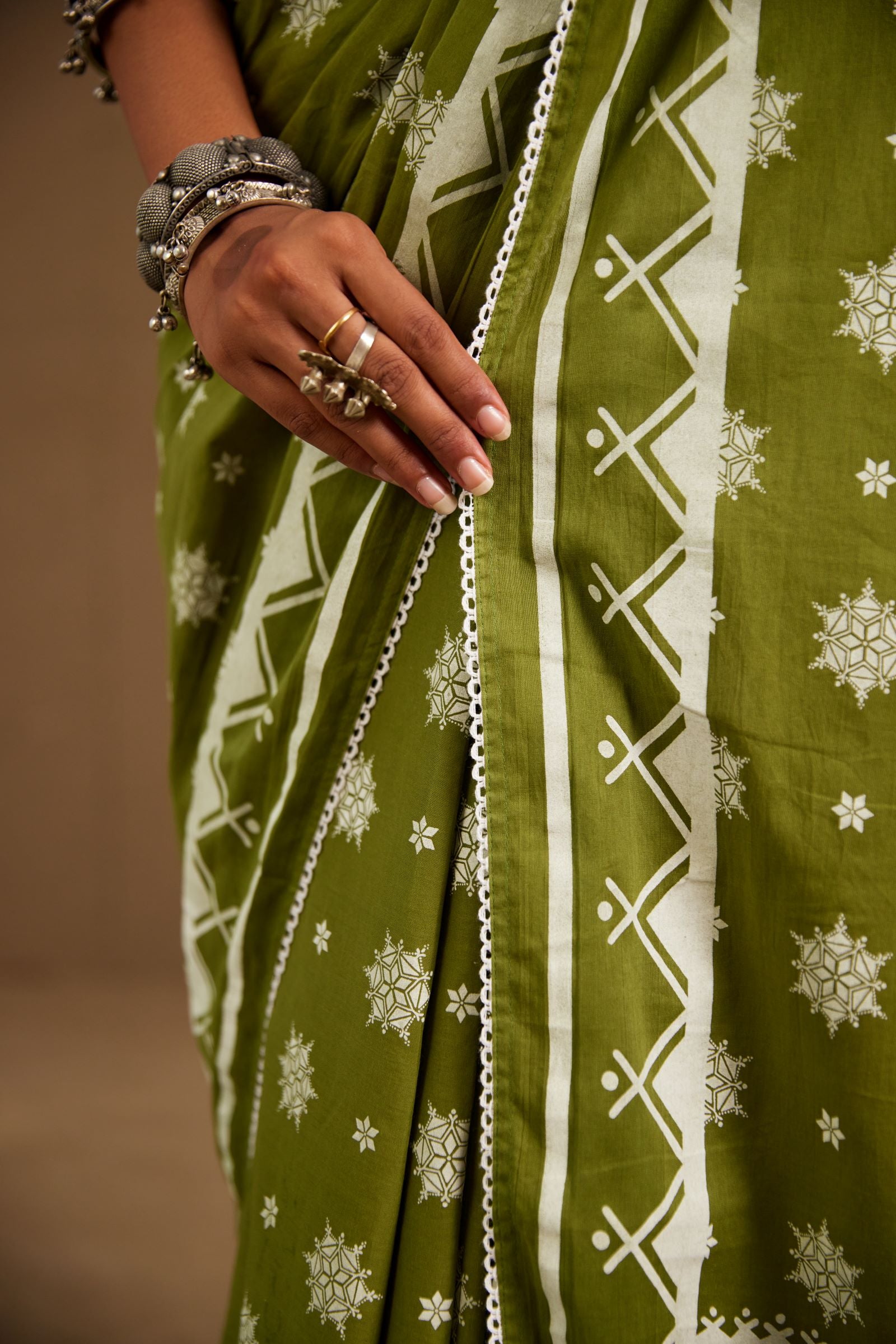 Pushpa Green Cotton Printed Saree (RTS)
