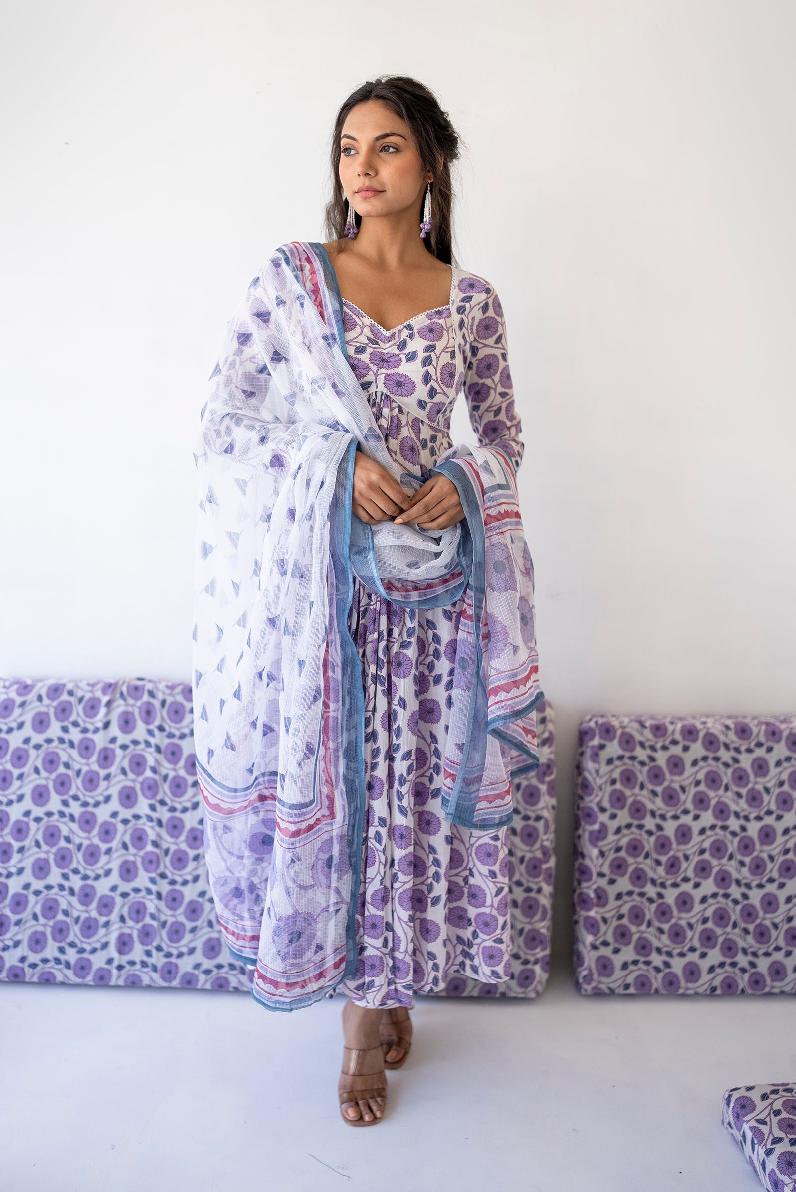 Lavender Anarkali Set