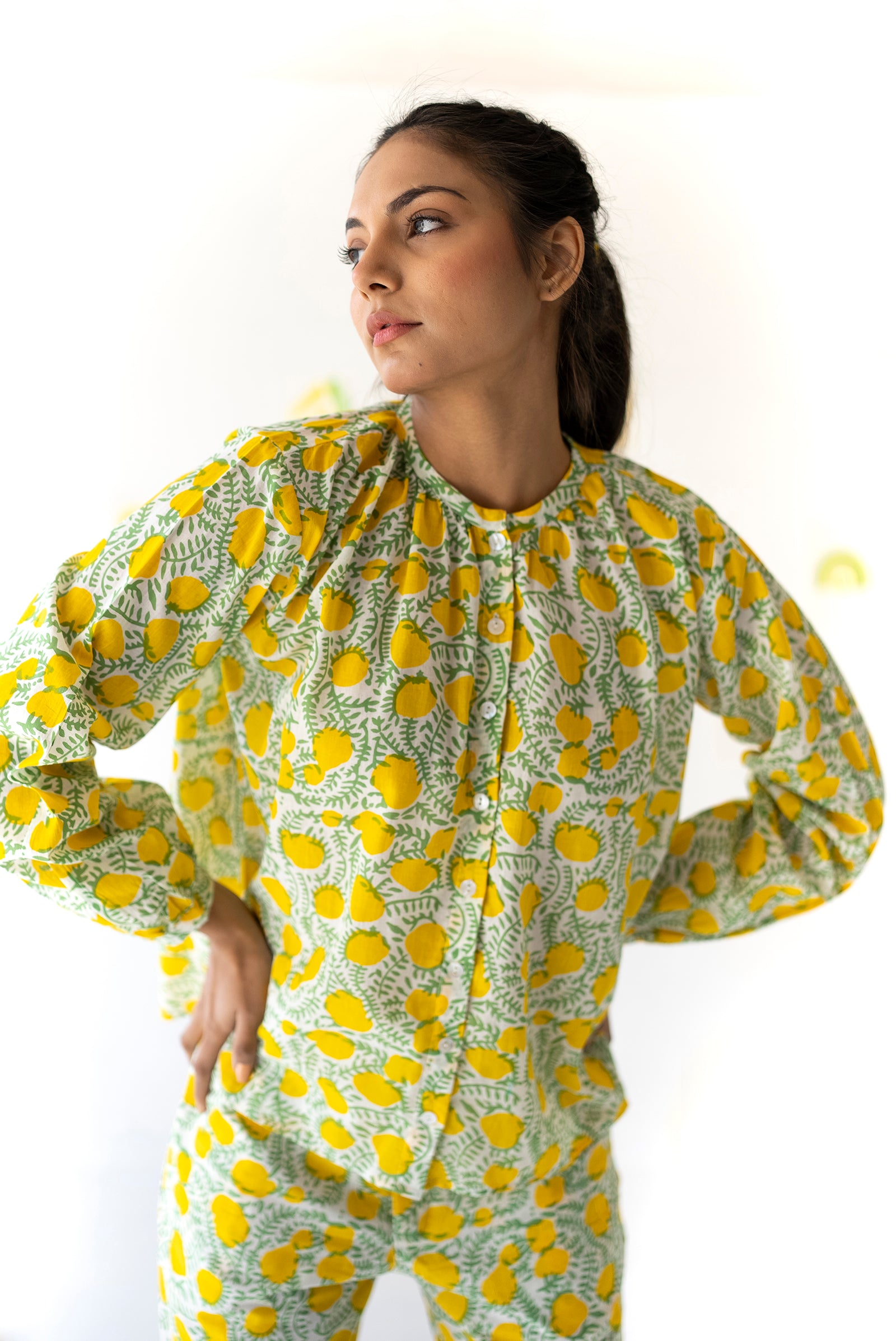 Lemon Button Down Co-Ord Set