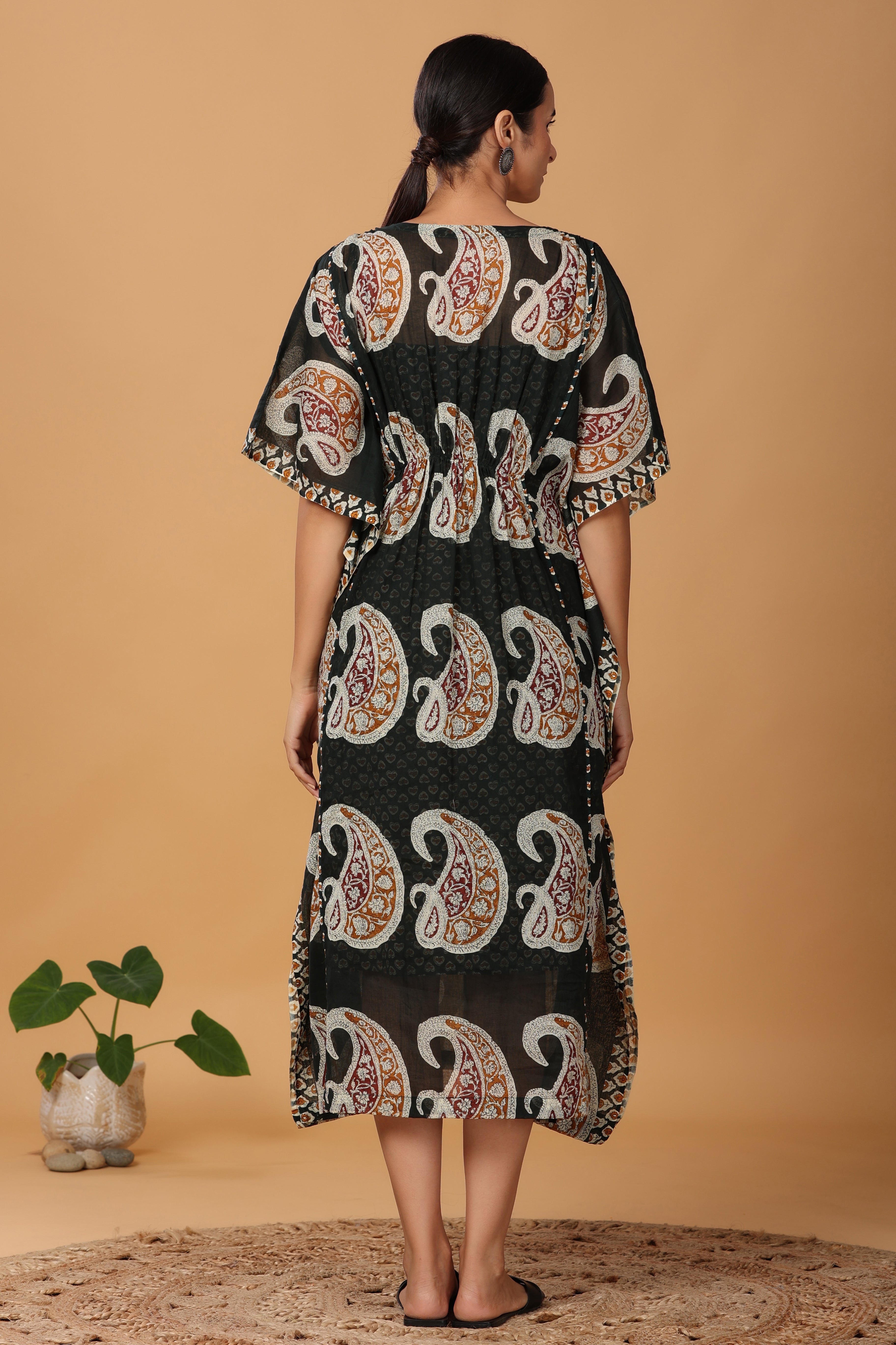 Deep Green Kaftan With Slip