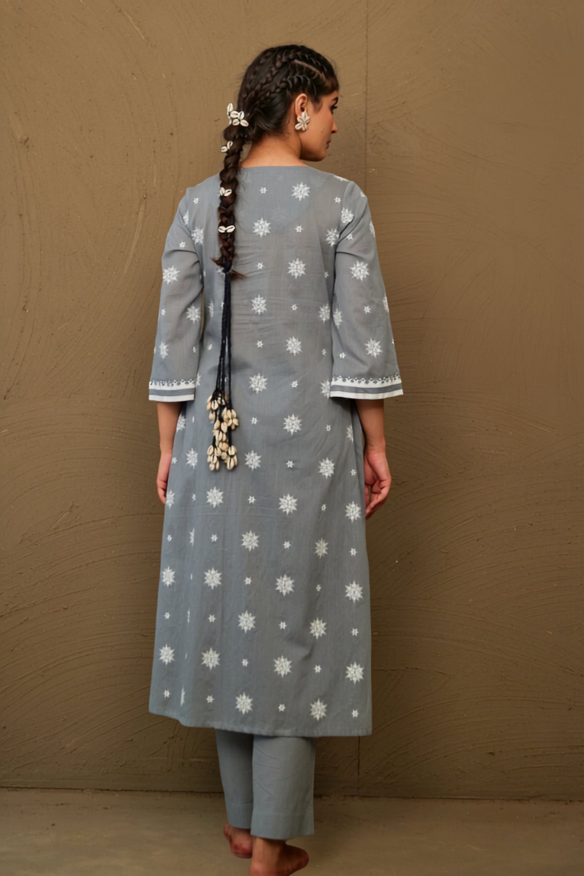 Moli Grey Mul Cotton Pin Tucks Kurta Set