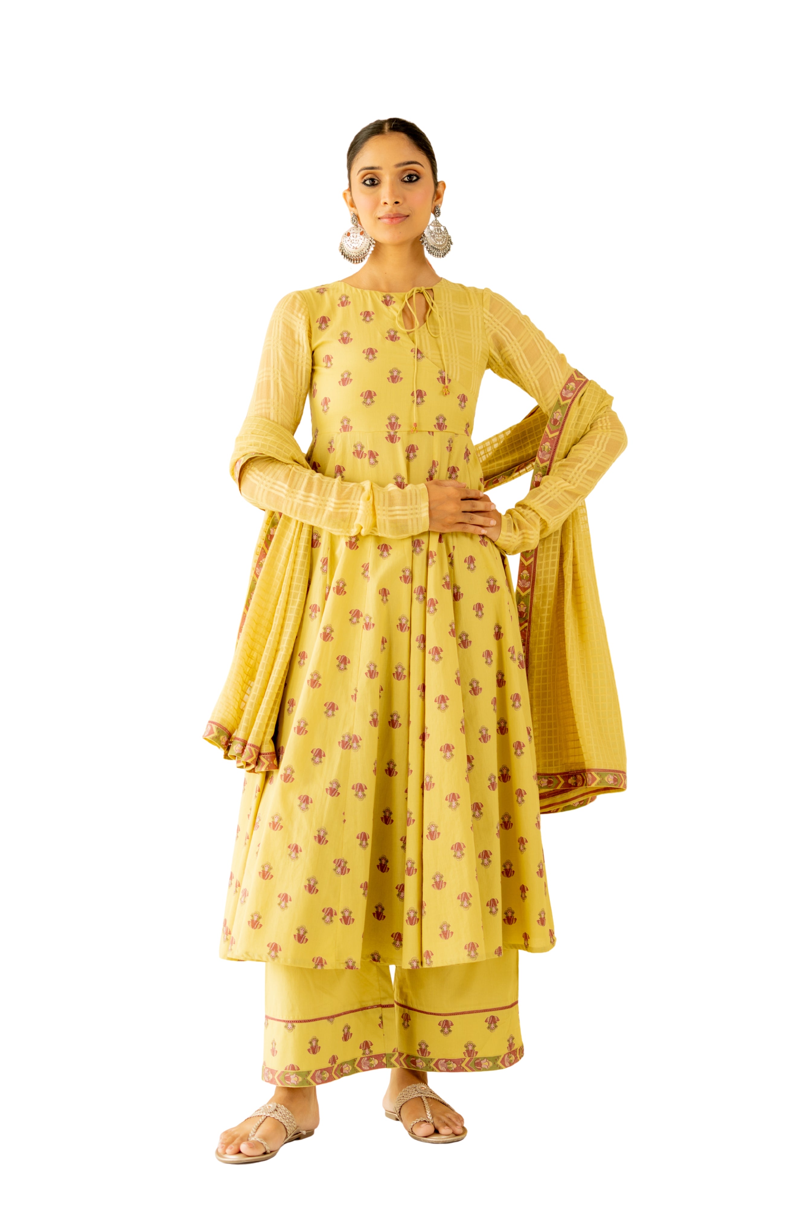 WARM OLIVE MRIDUL ANARKALI SET OF 3