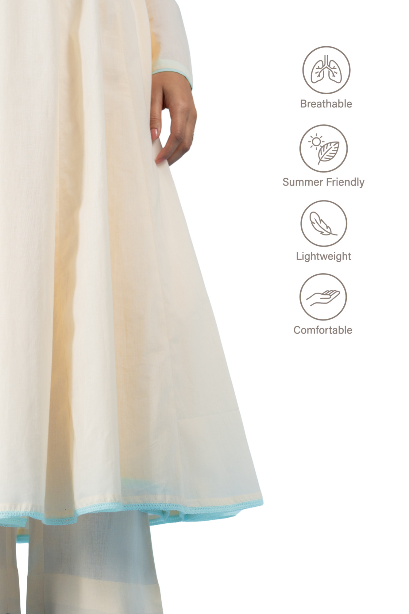 OFF-WHITE  ALMOMD MILK ANARKALI SET OF 3