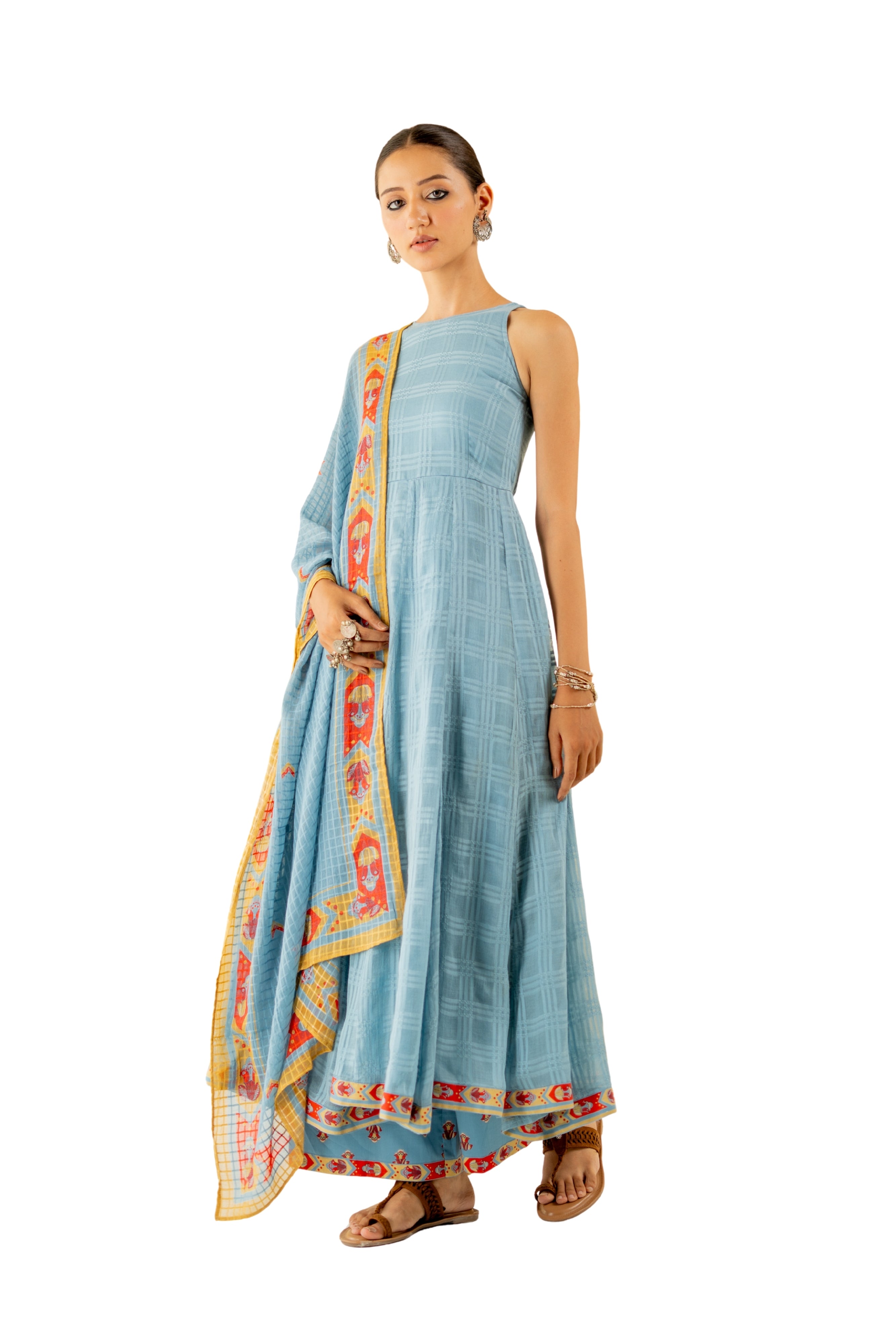 HERITAGE BLUE  MRINALINI ANARKALI SET OF 3