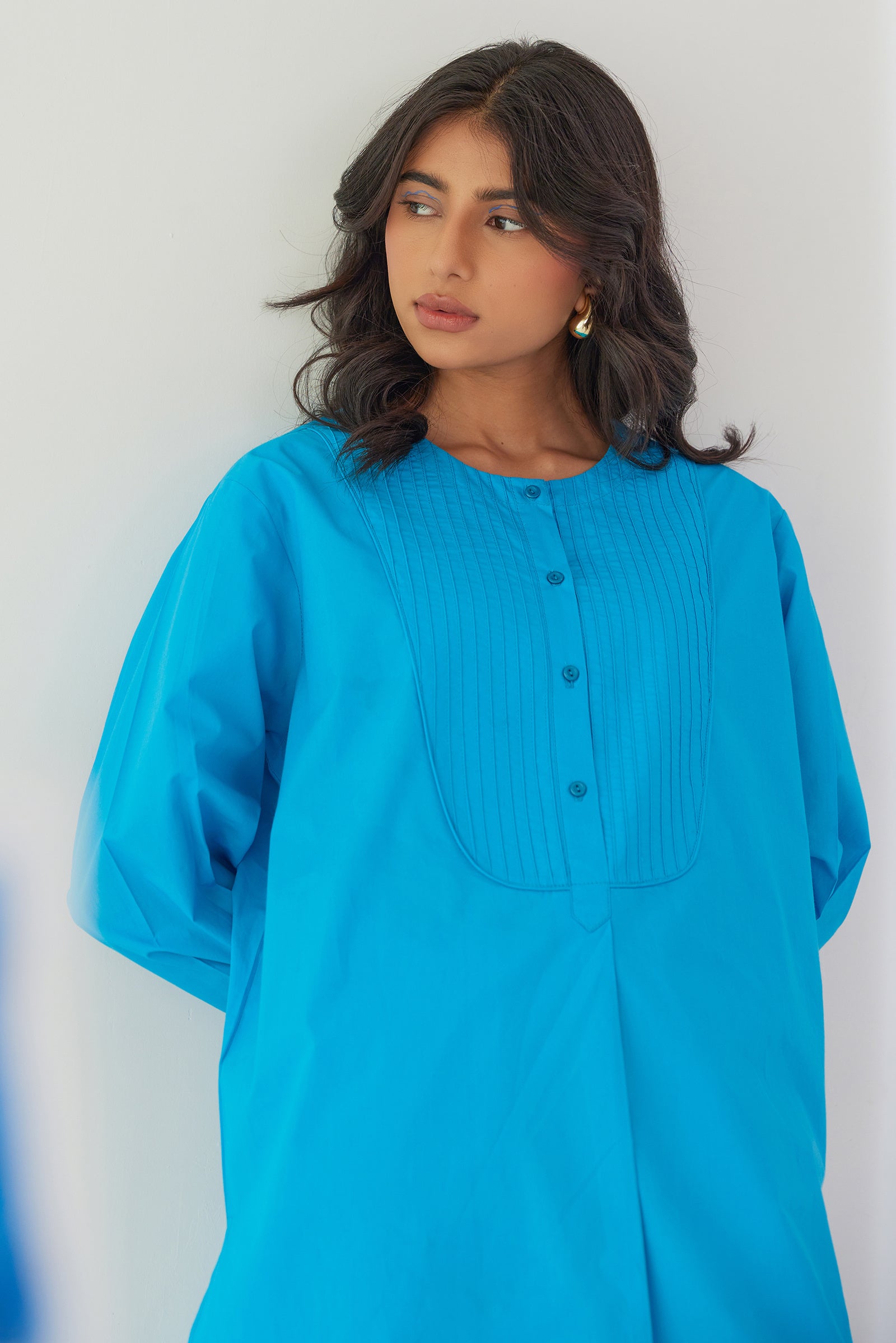 ARCTIC BLUE POPLIN KURTA PANT CO-ORD SET