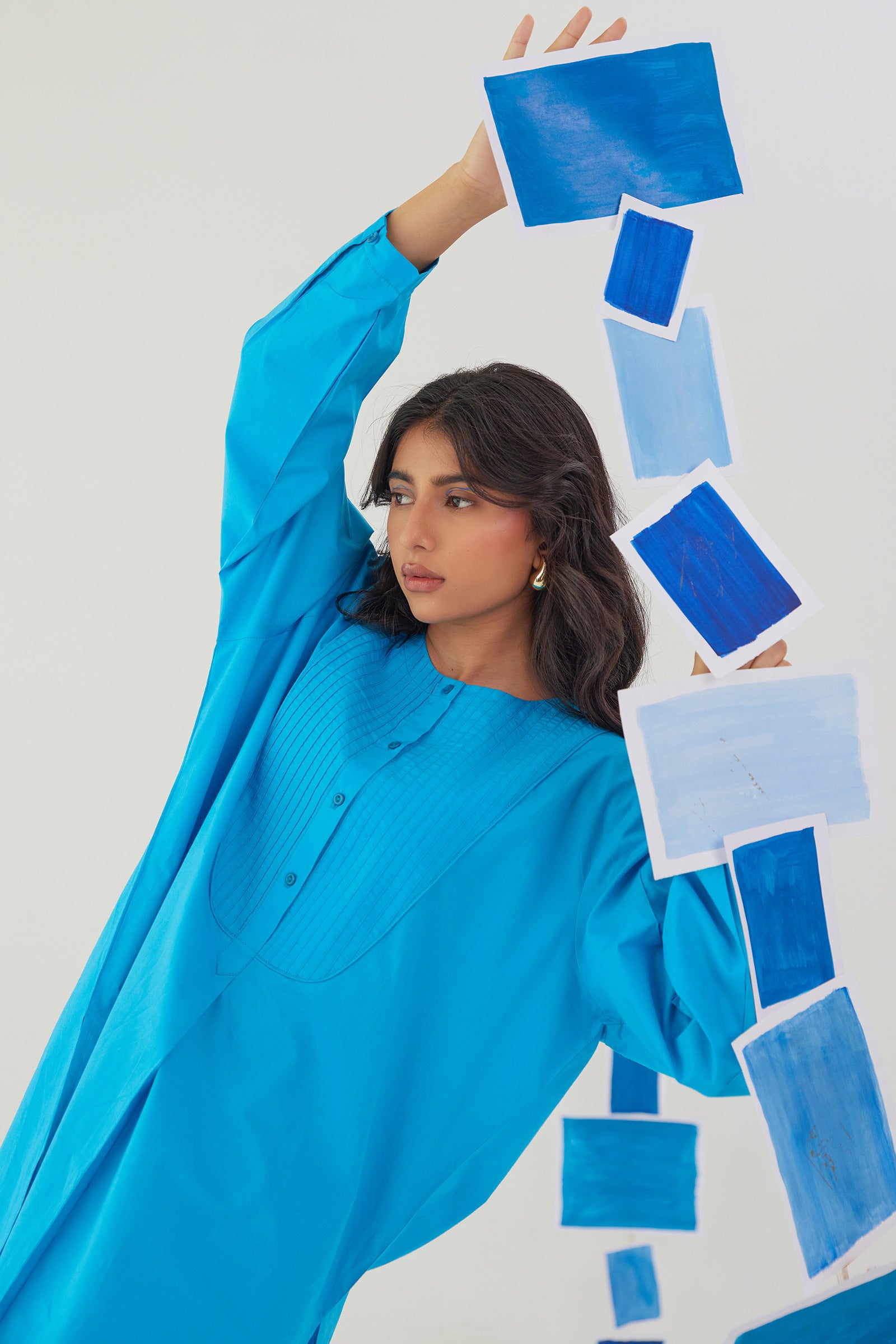 ARCTIC BLUE POPLIN KURTA PANT CO-ORD SET