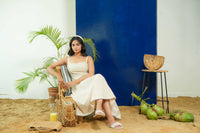 BEIGE  SLEEVELESS FITTED DRESS