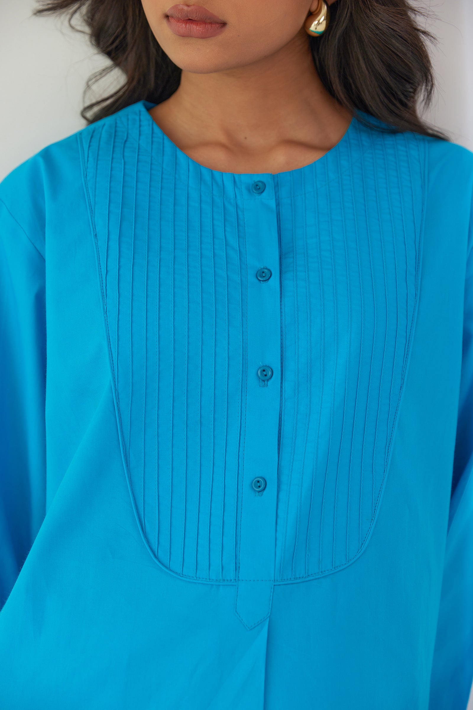 ARCTIC BLUE POPLIN KURTA PANT CO-ORD SET