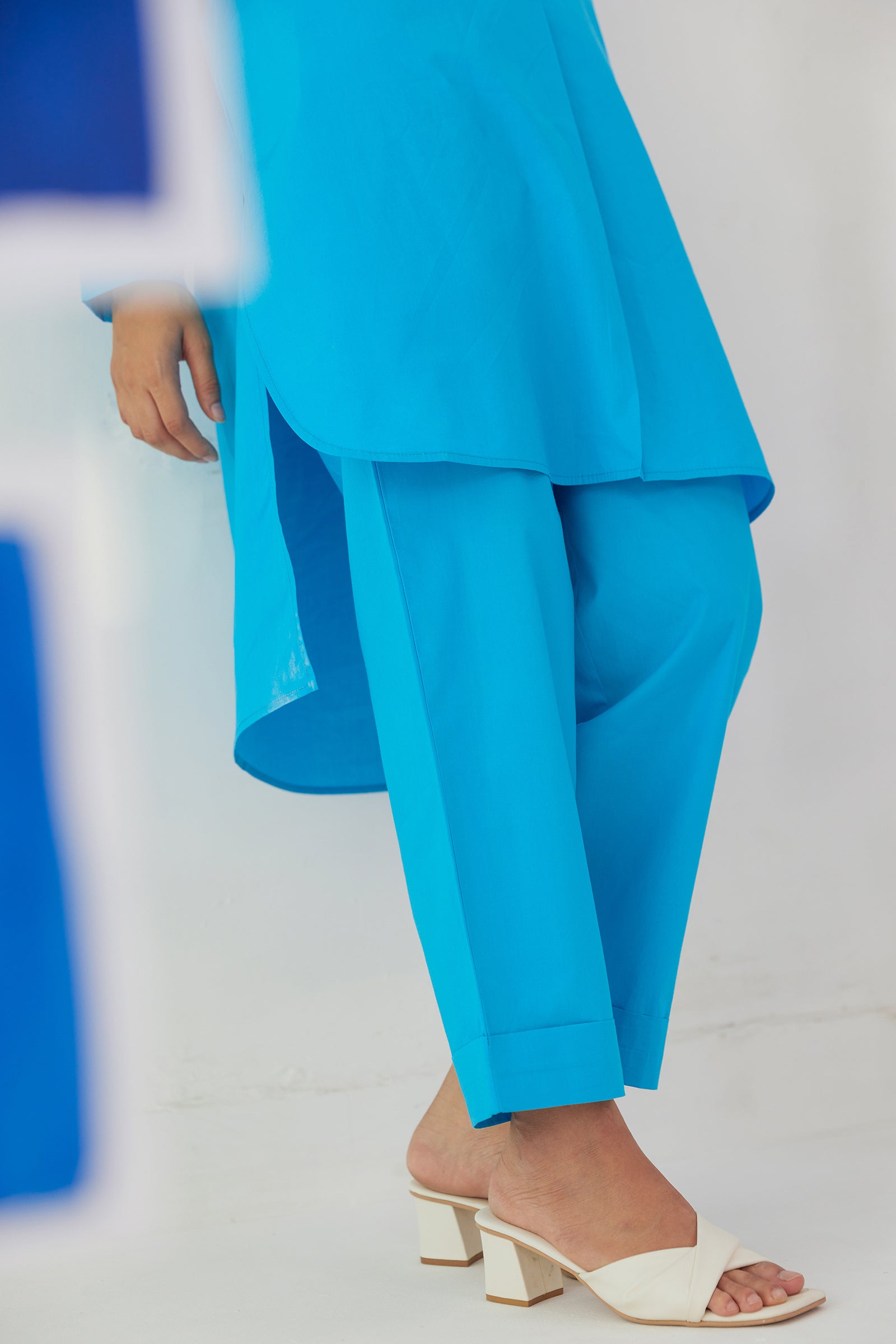 ARCTIC BLUE POPLIN KURTA PANT CO-ORD SET