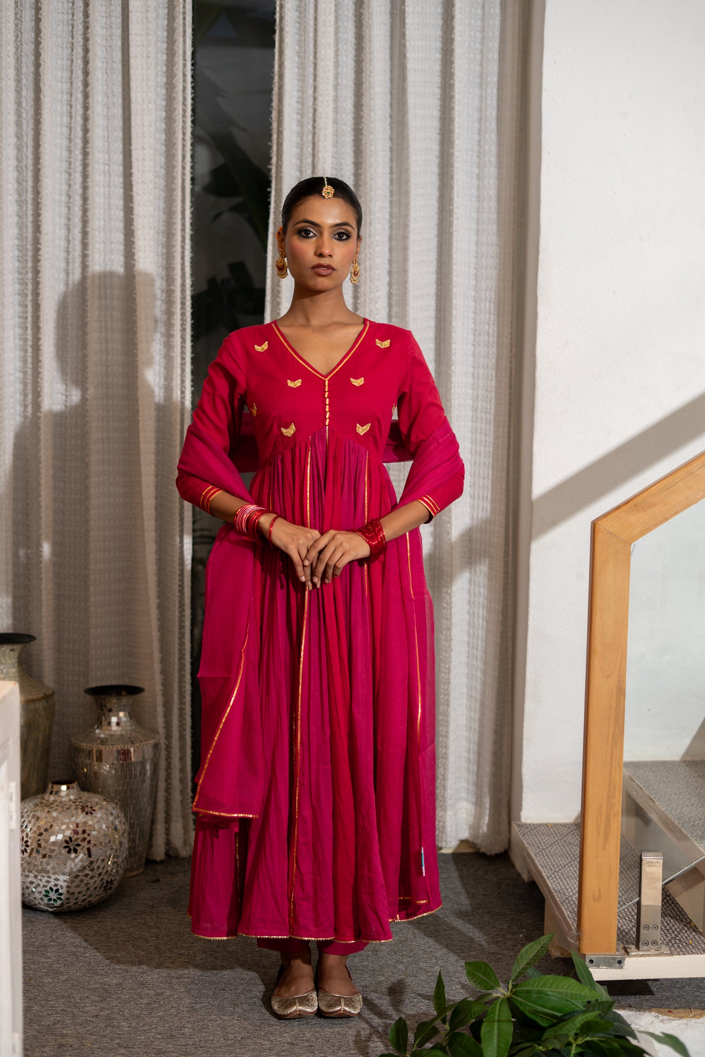 RED & PINK RANGDHARA ANARKALI SET OF 3