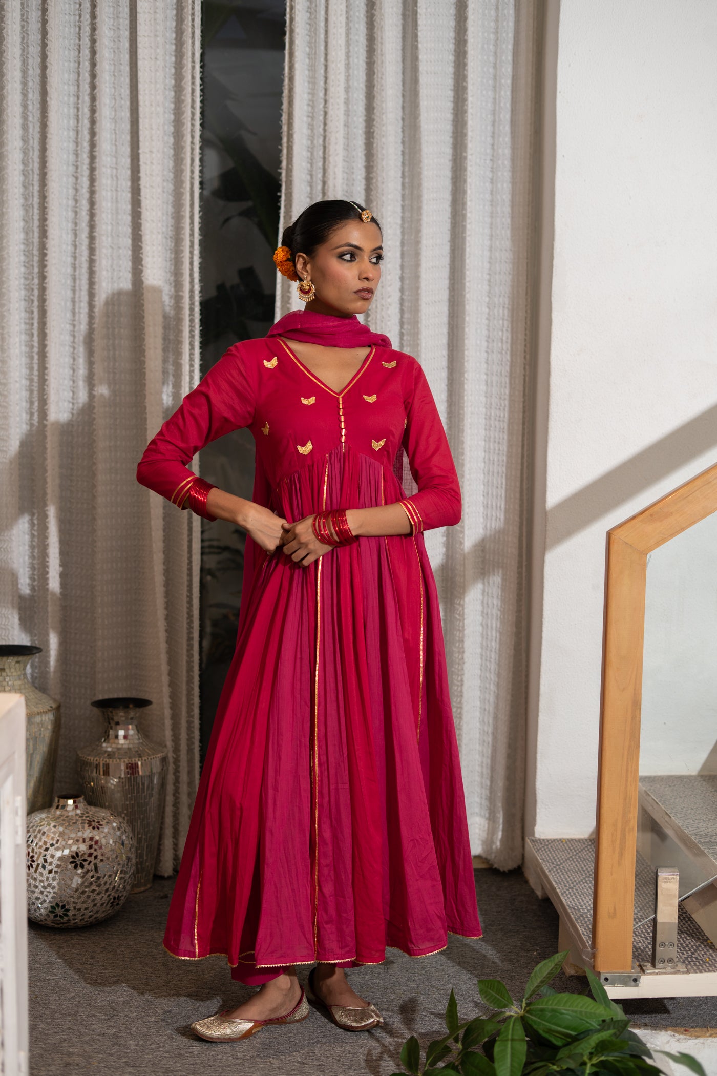 RED & PINK RANGDHARA ANARKALI SET OF 3