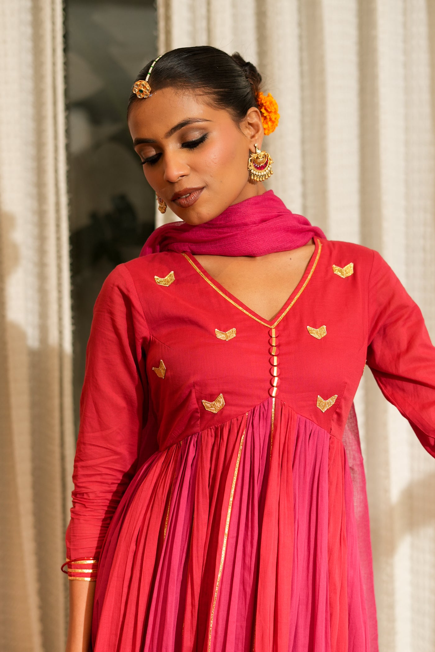 RED & PINK RANGDHARA ANARKALI SET OF 3