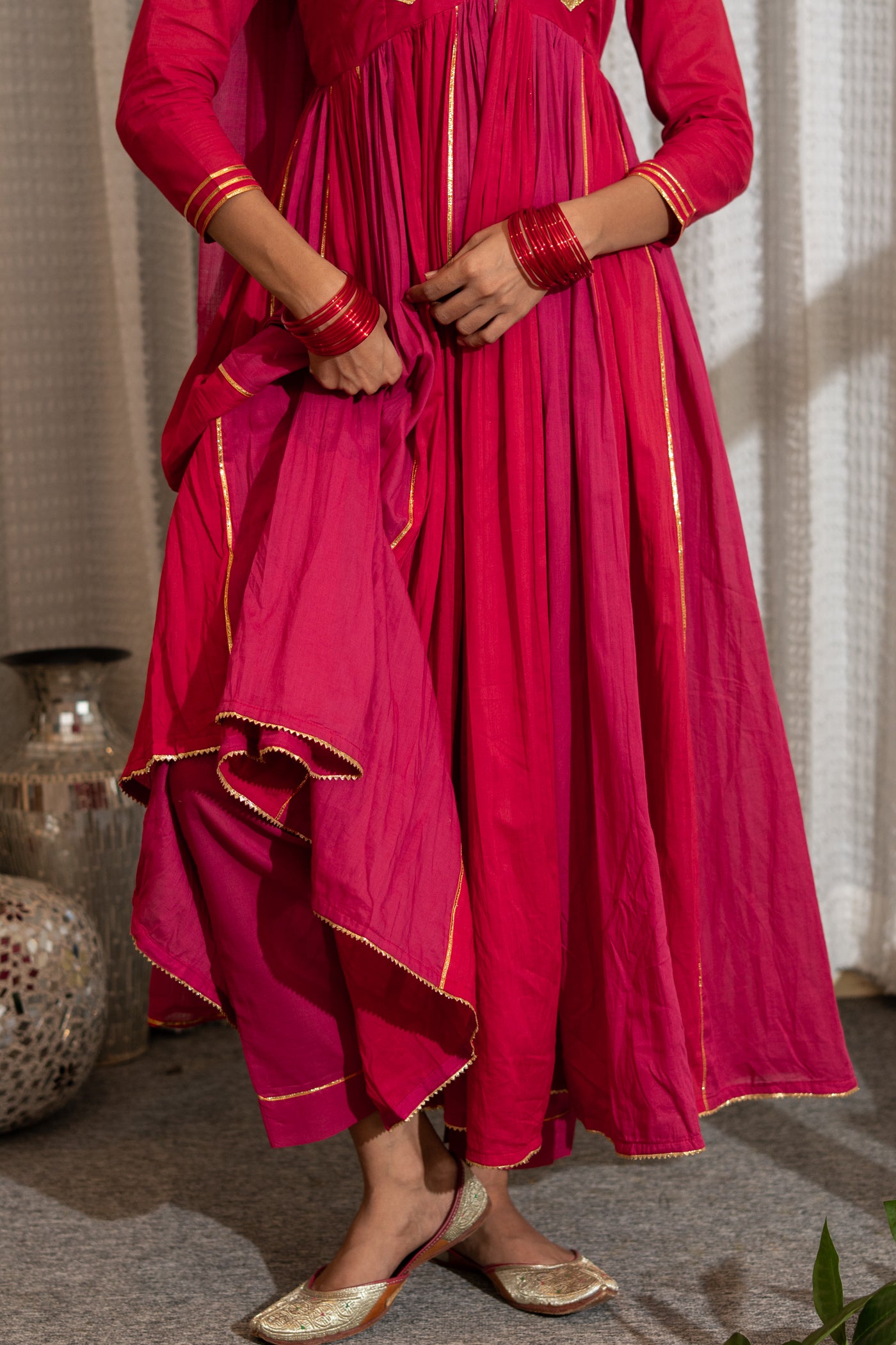 RED & PINK RANGDHARA ANARKALI SET OF 3