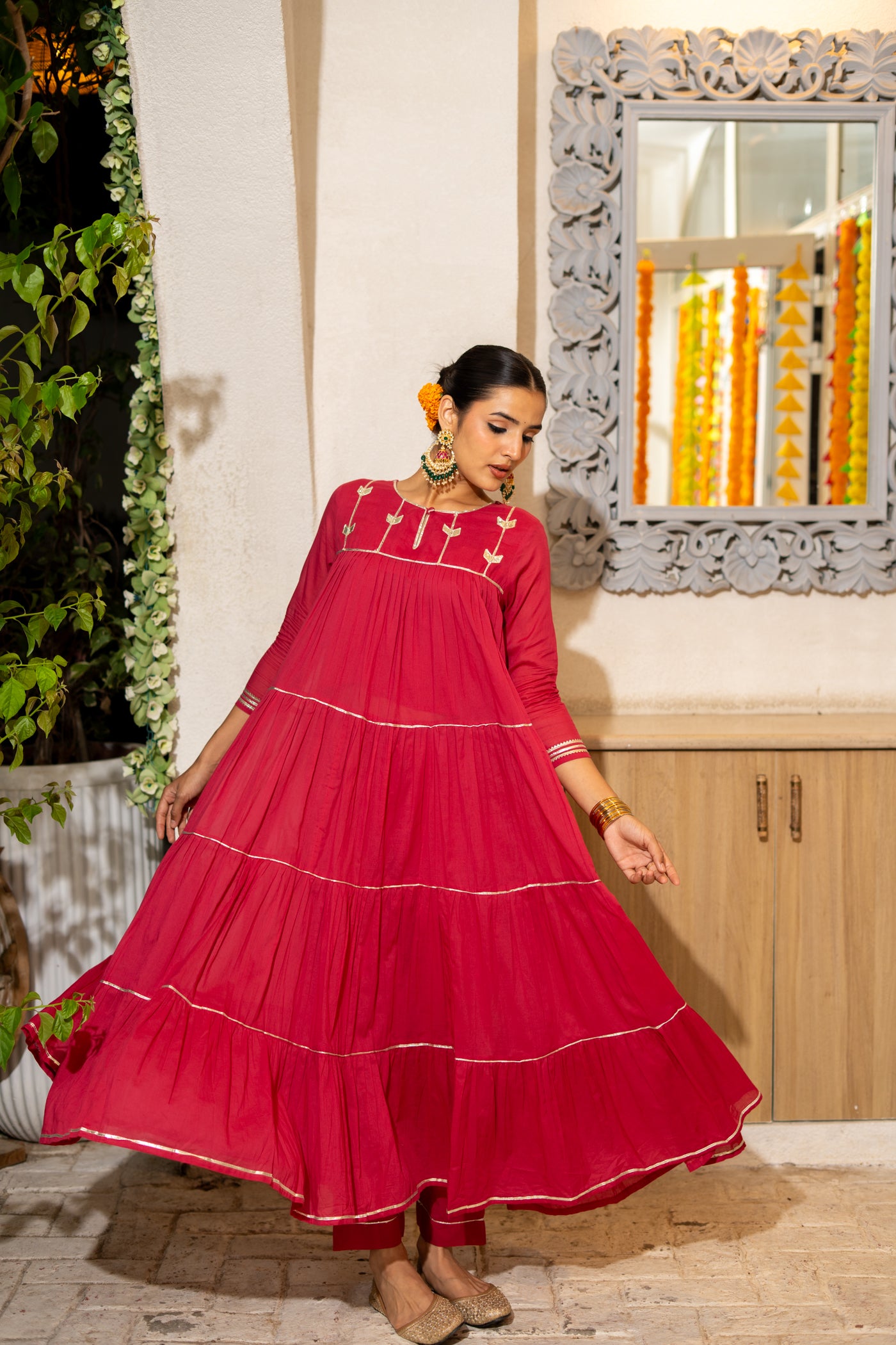 PINK TIERED KURTA SET OF 2