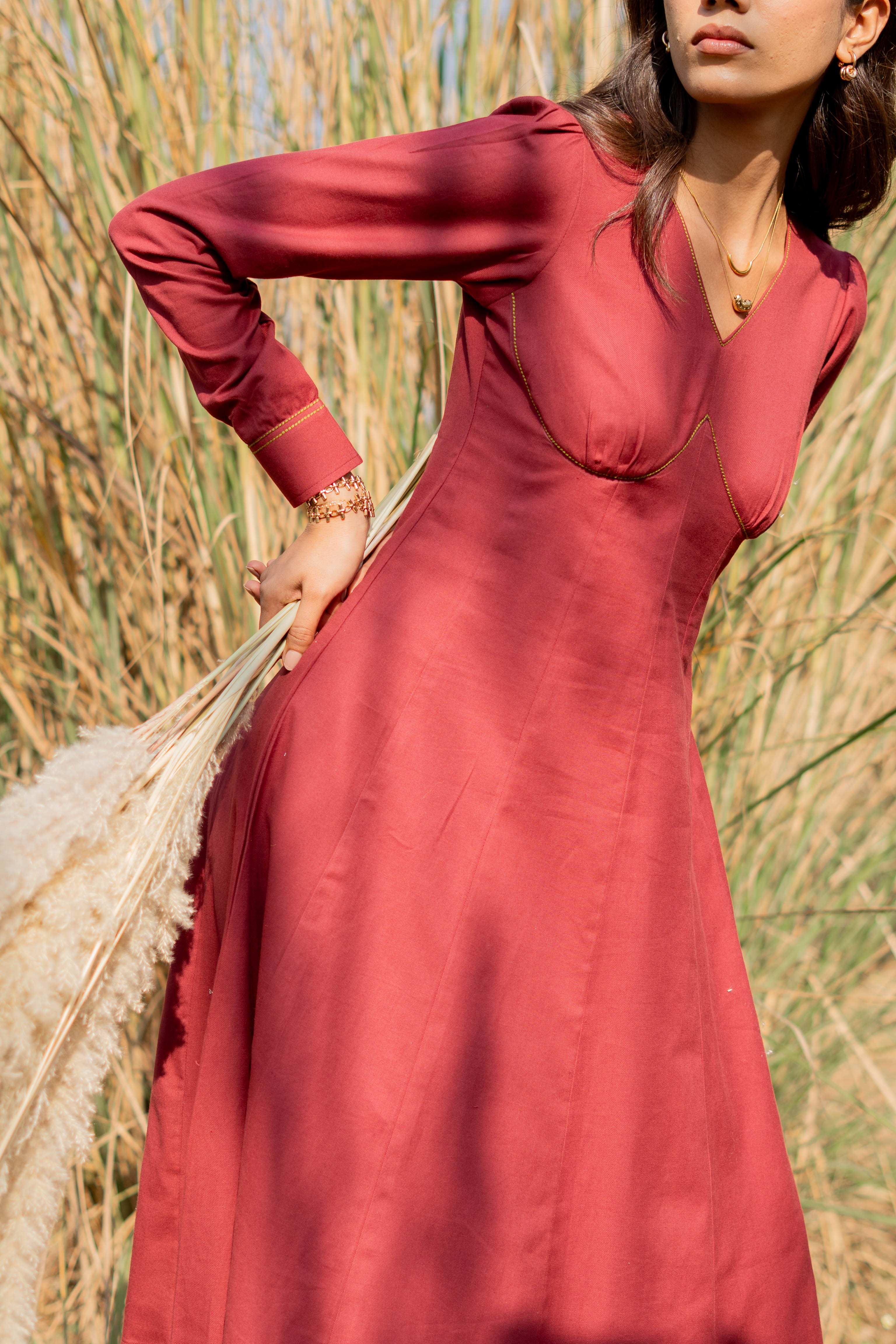 MAROON SOLEA DRESS