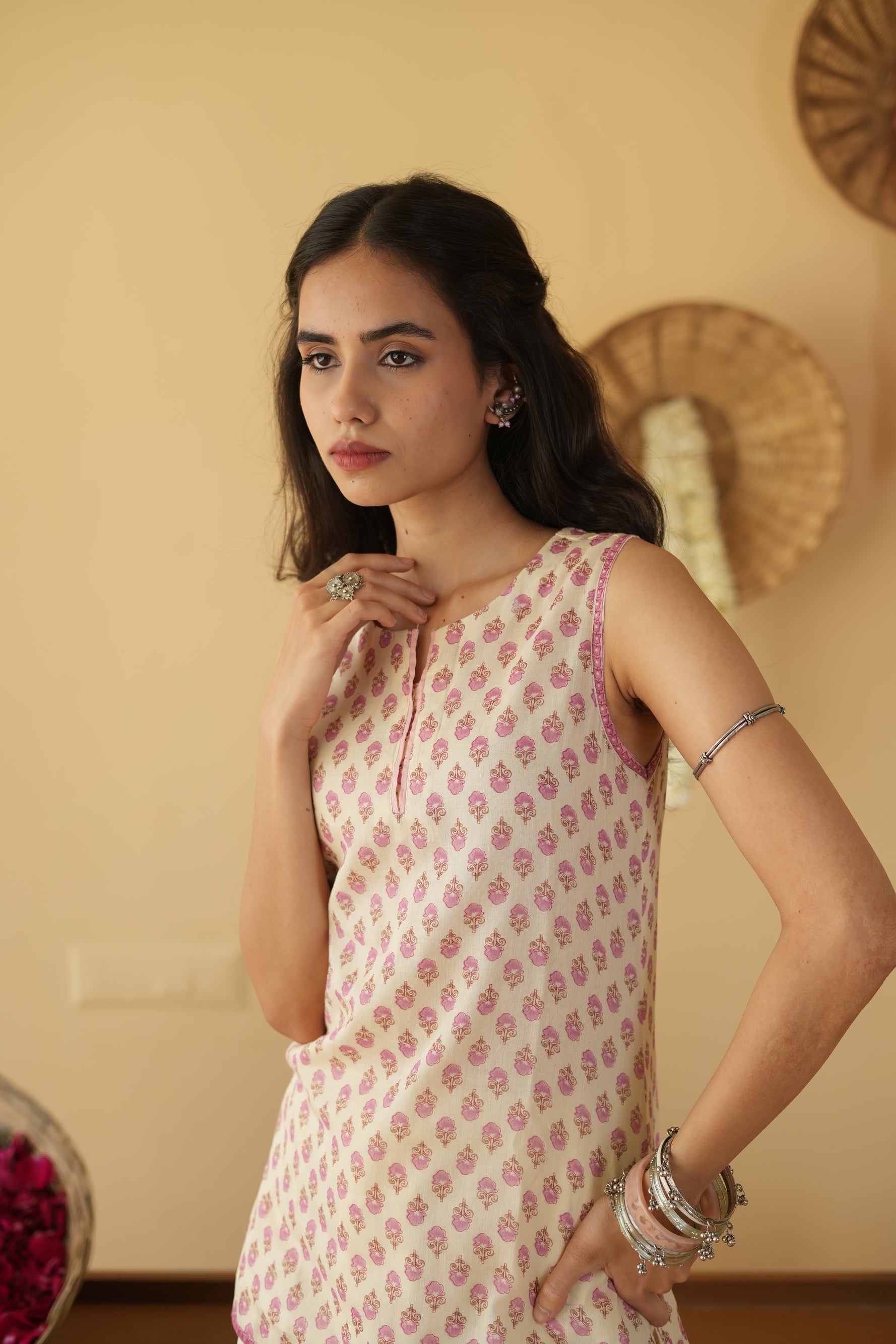 PINK ALINA KURTA WITH FARSI SALWAR SET OF 3