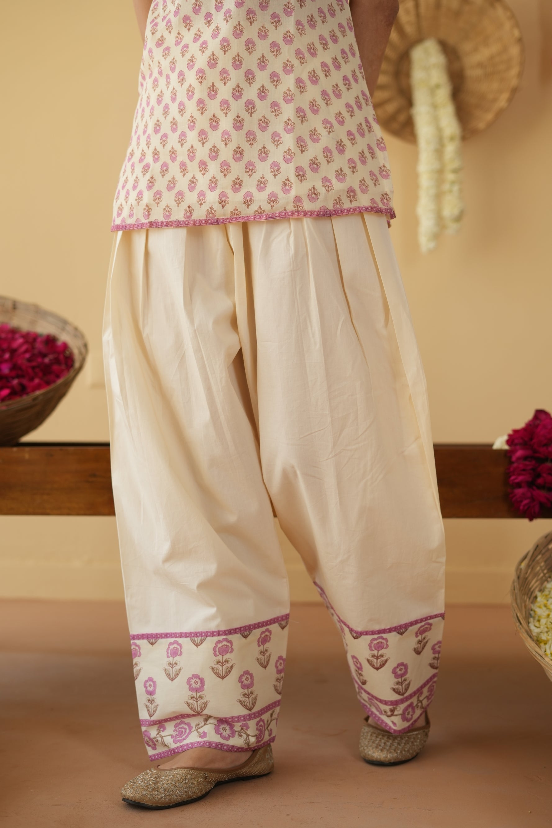 PINK ALINA KURTA WITH FARSI SALWAR SET OF 3