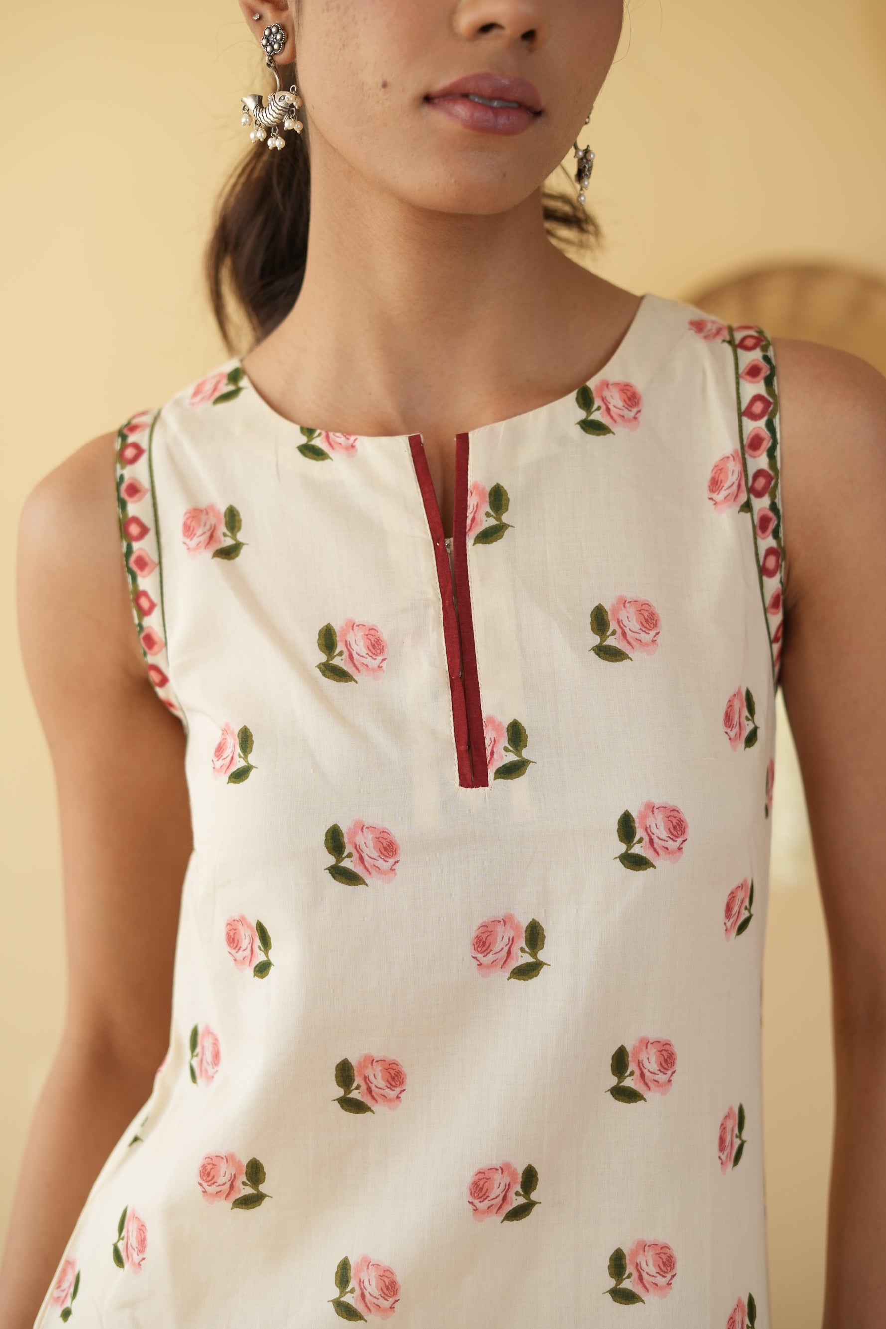 OFF WHITE  ROOH KURTA WITH FARSI SALWAR  SET OF 3