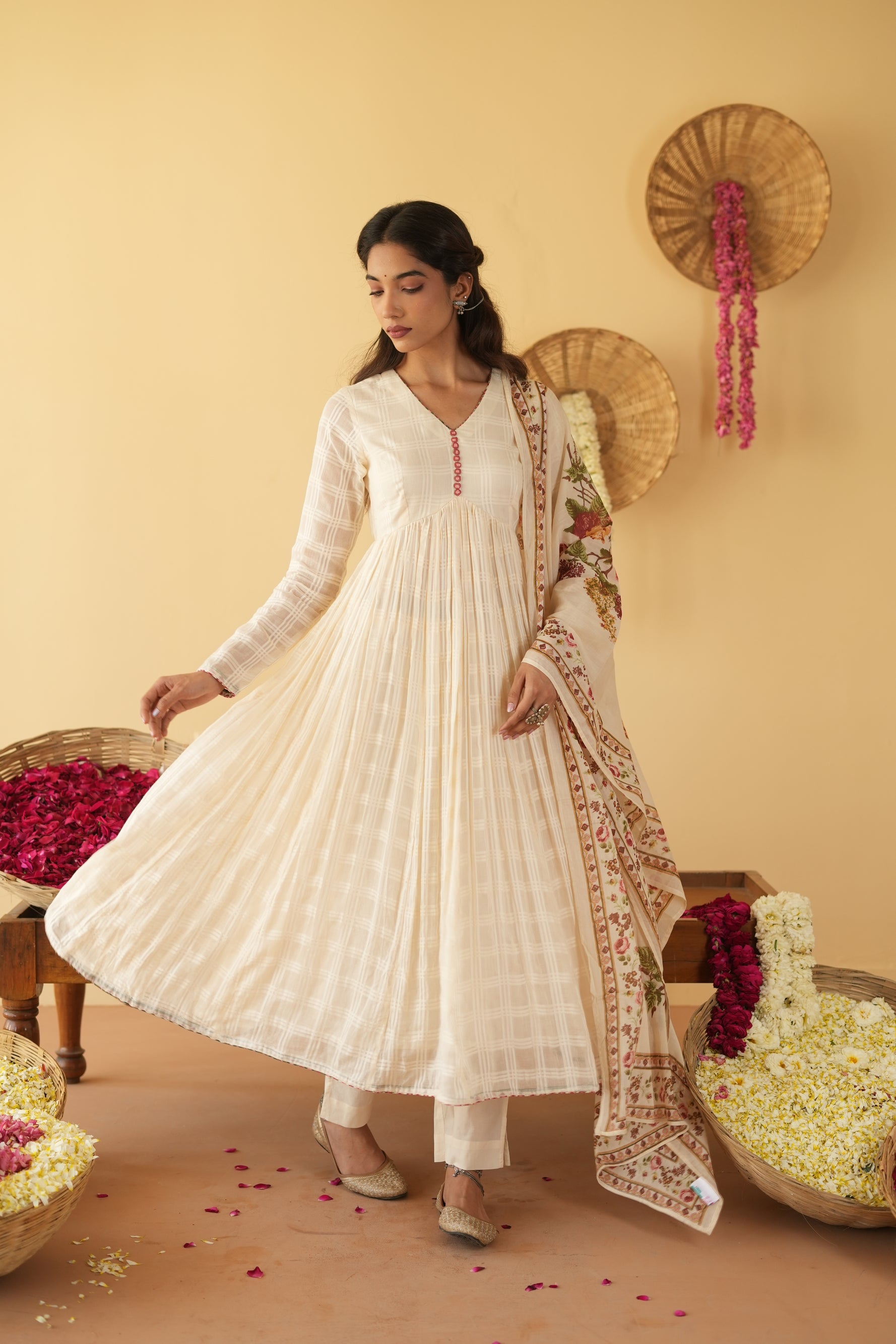 OFF WHITE KAVYA ANARKALI SET OF 3