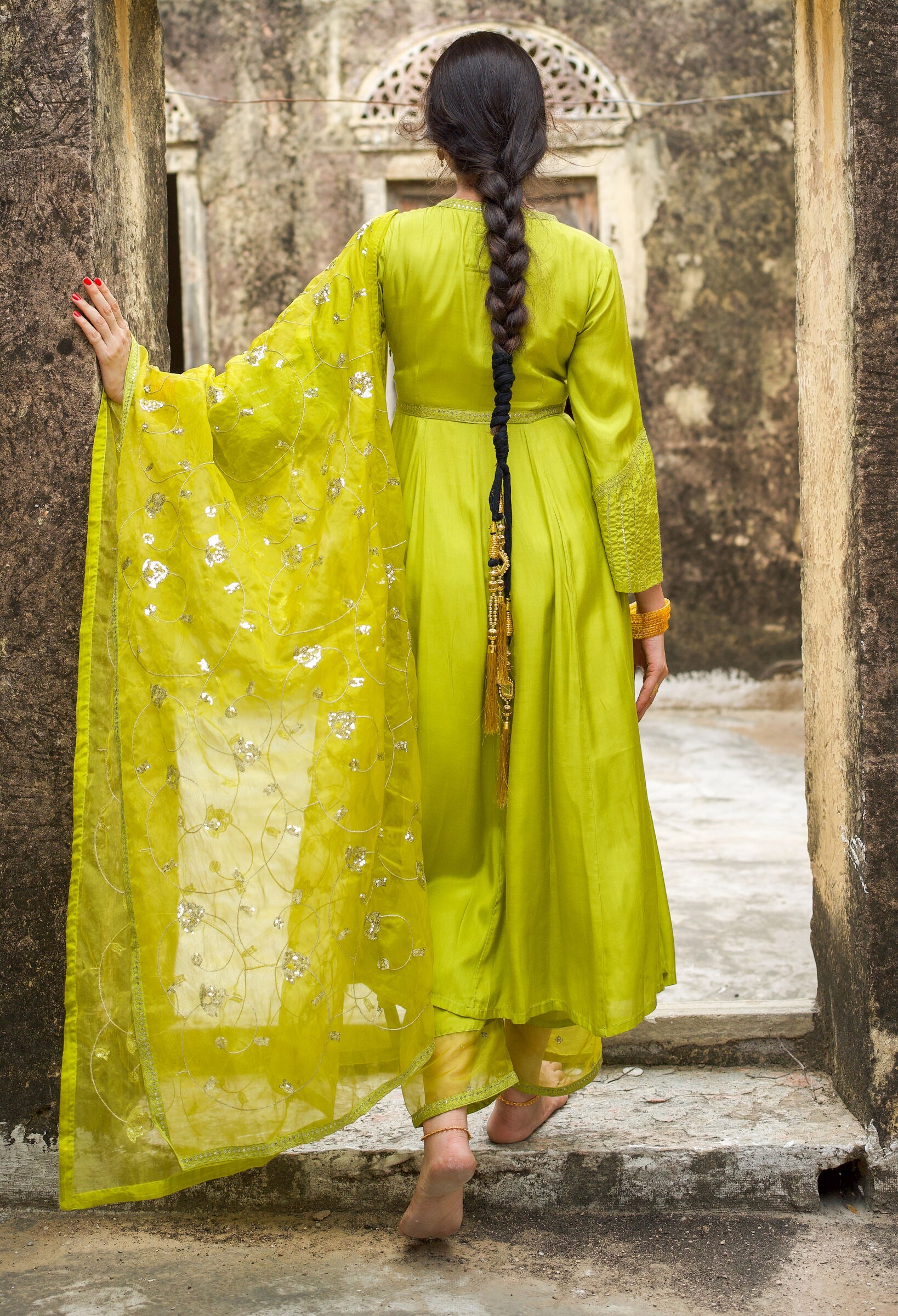 Mayavi Light Green Festive Embroidered Anarkali Set