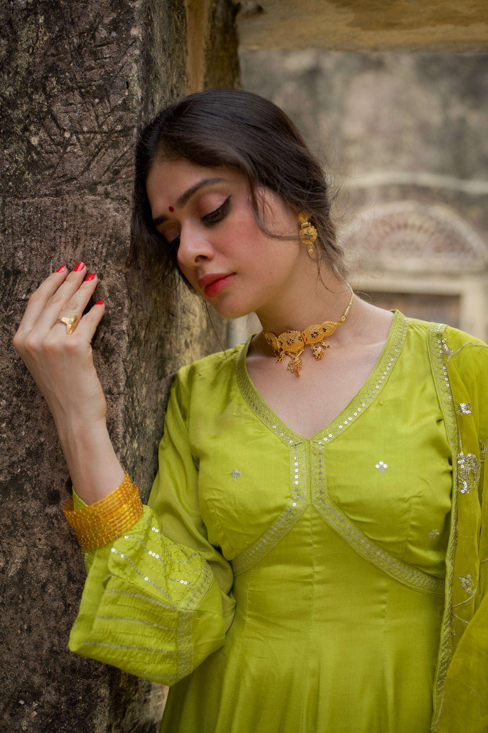 Mayavi Light Green Festive Embroidered Anarkali Set