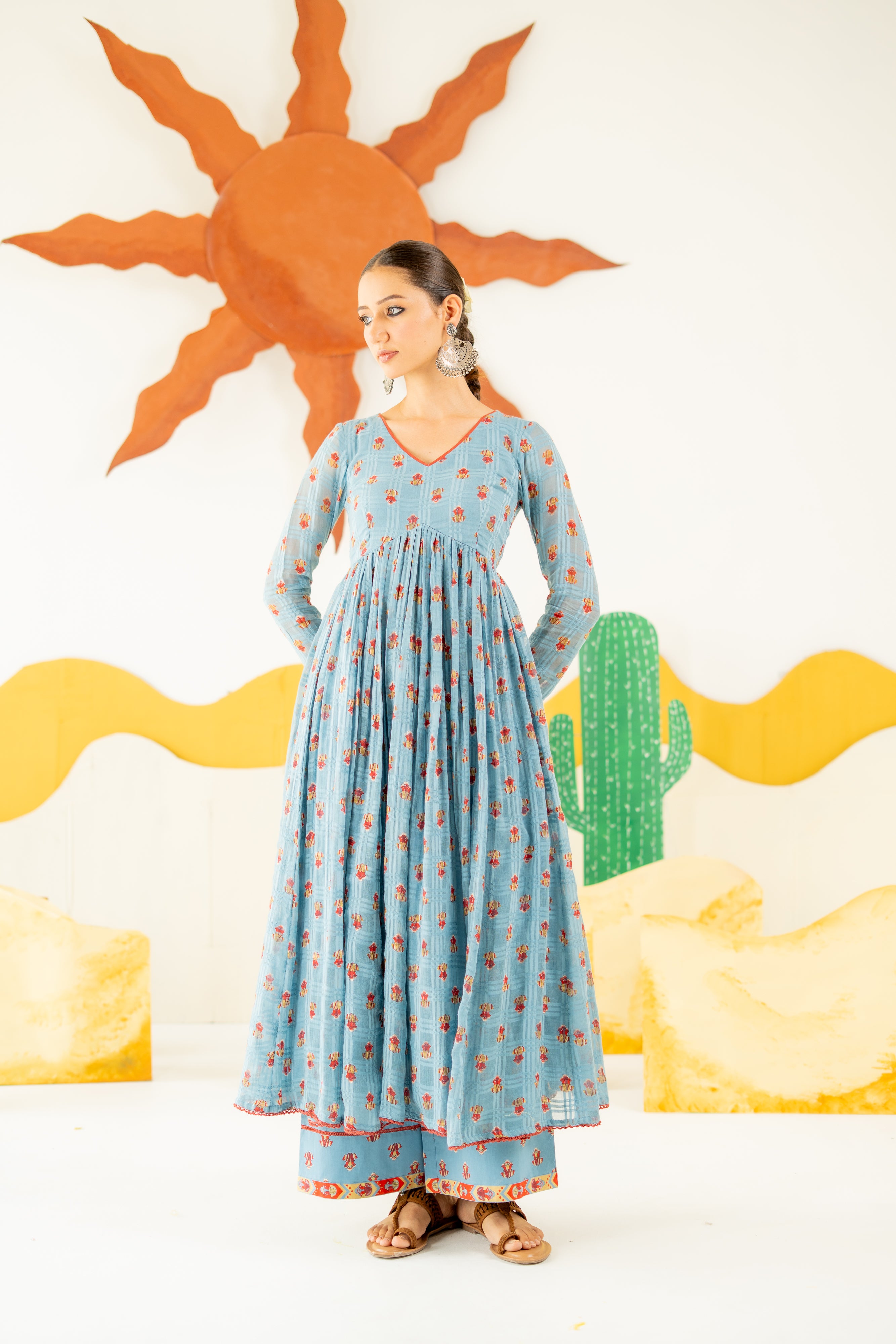 HERITAGE BLUE  BOOND ANARKALI SET OF 3