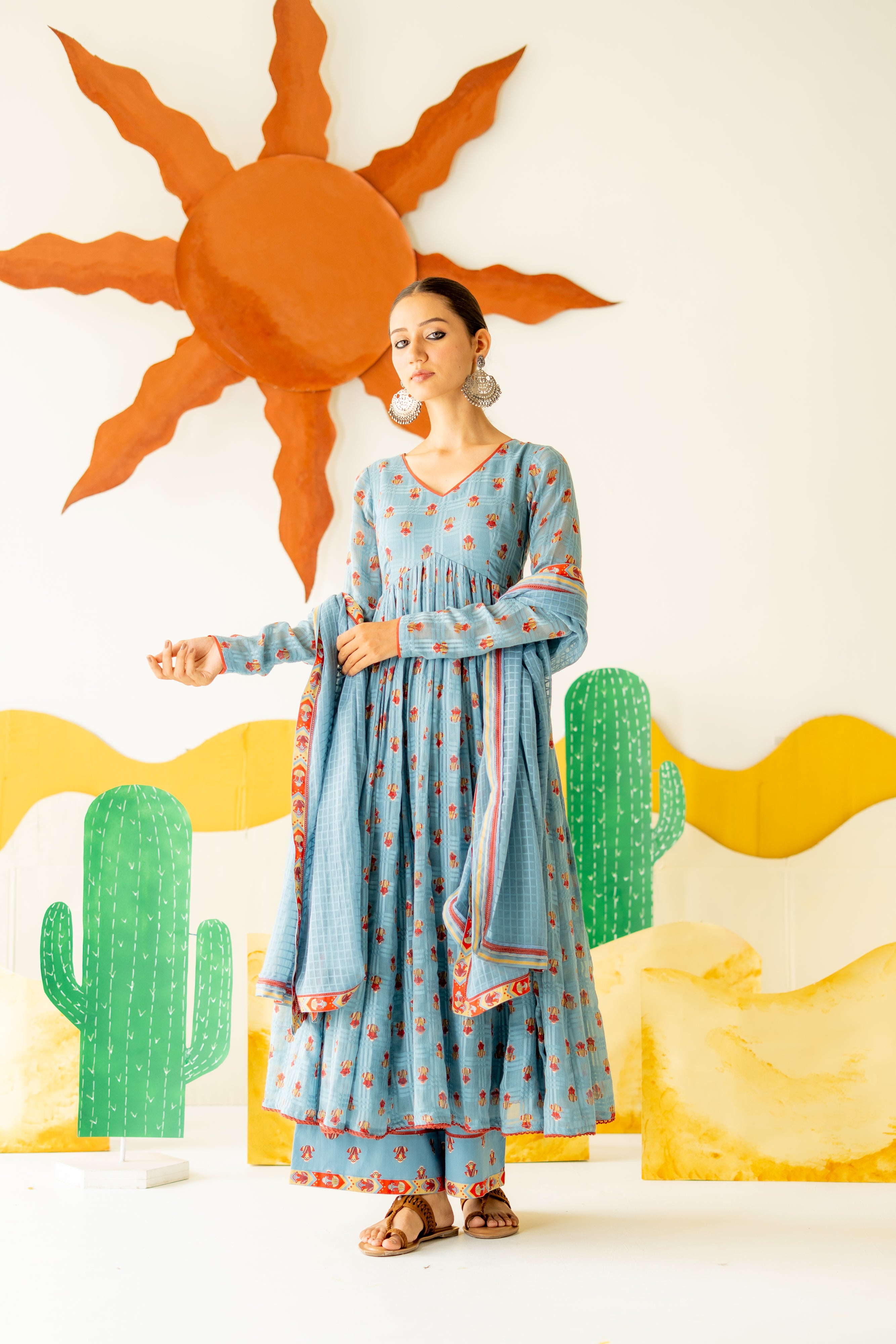 HERITAGE BLUE  BOOND ANARKALI SET OF 3