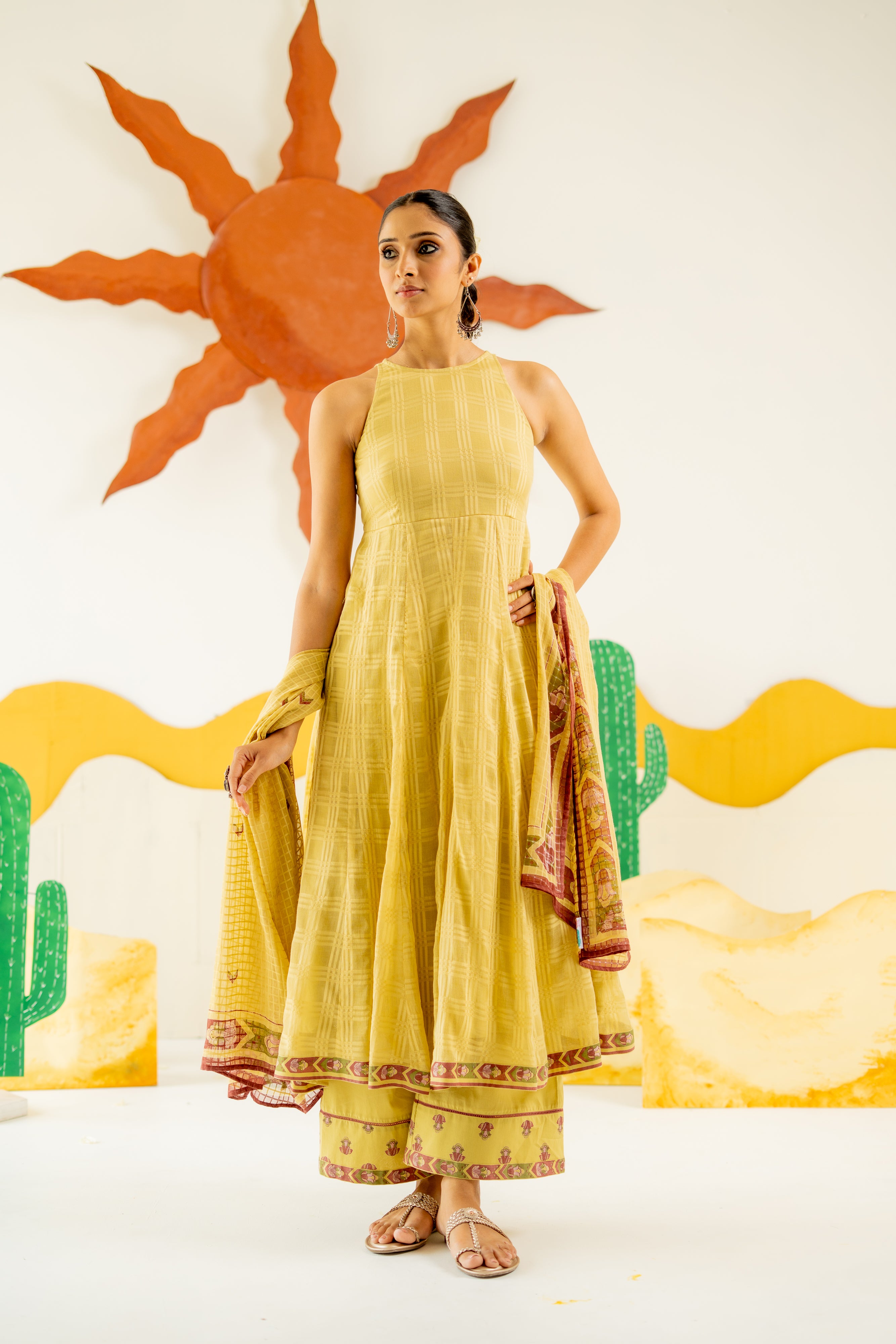 WARM OLIVE MRINALINI ANARKALI SET OF 3