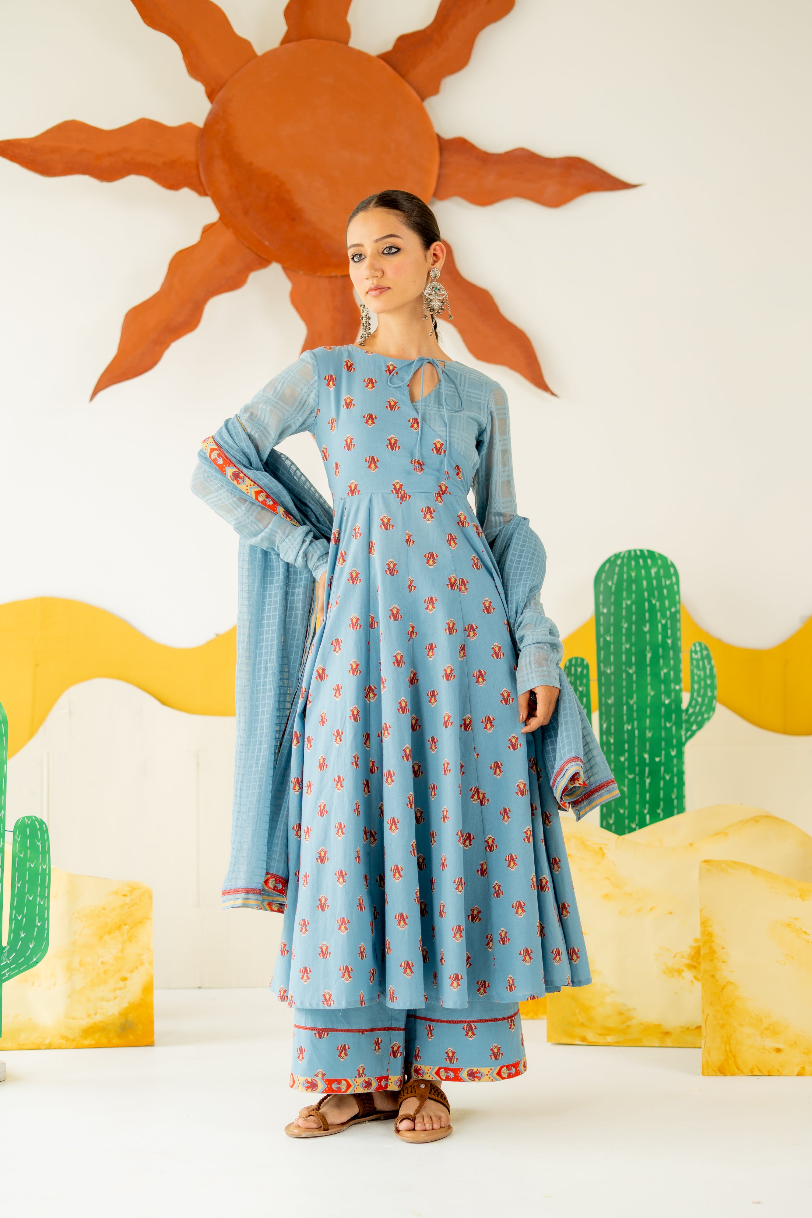 HERITAGE BLUE MRIDUL ANARKALI SET OF 3