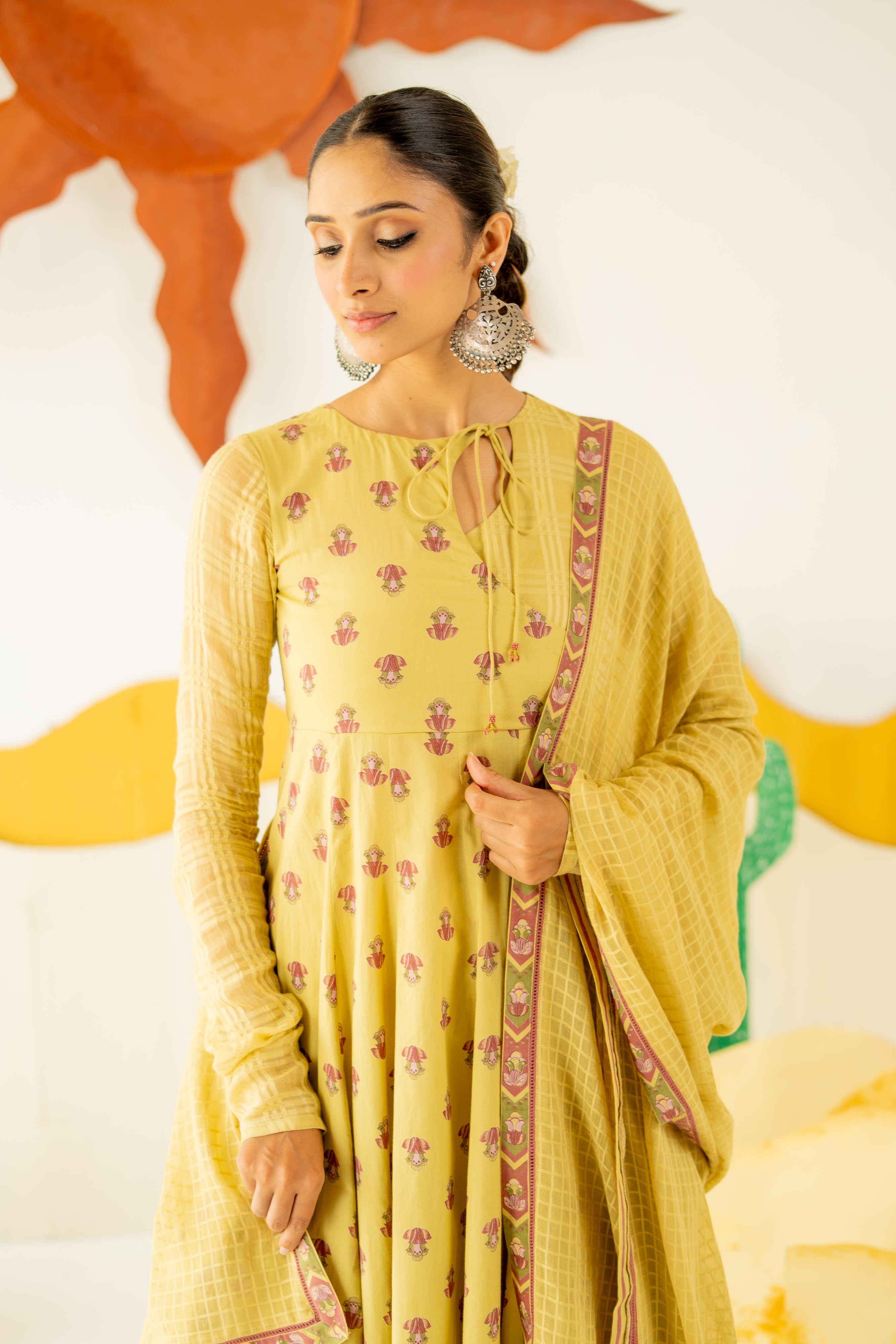 WARM OLIVE MRIDUL ANARKALI SET OF 3