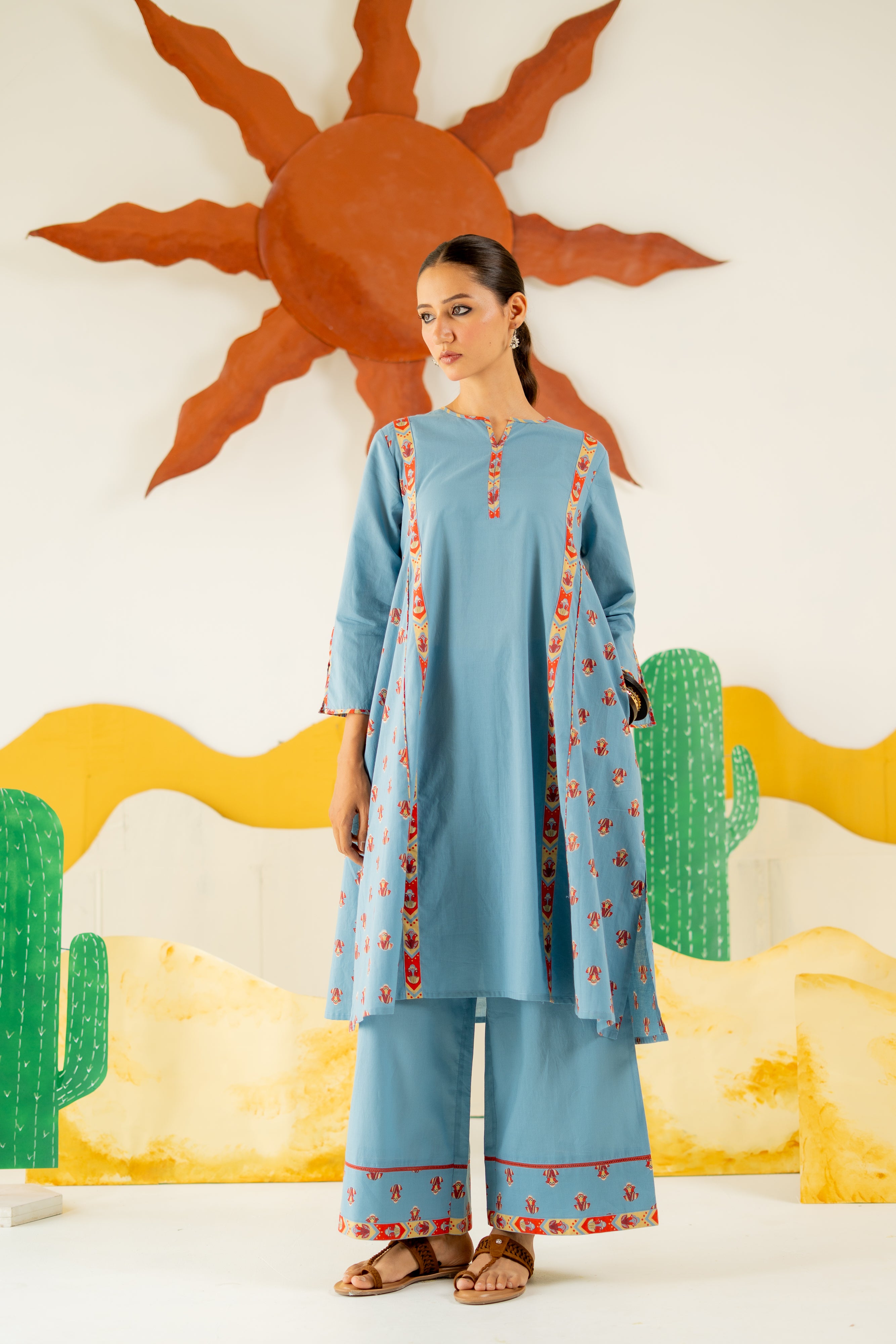 HERITAGE BLUE VARSHA CO-ORD SET OF 2