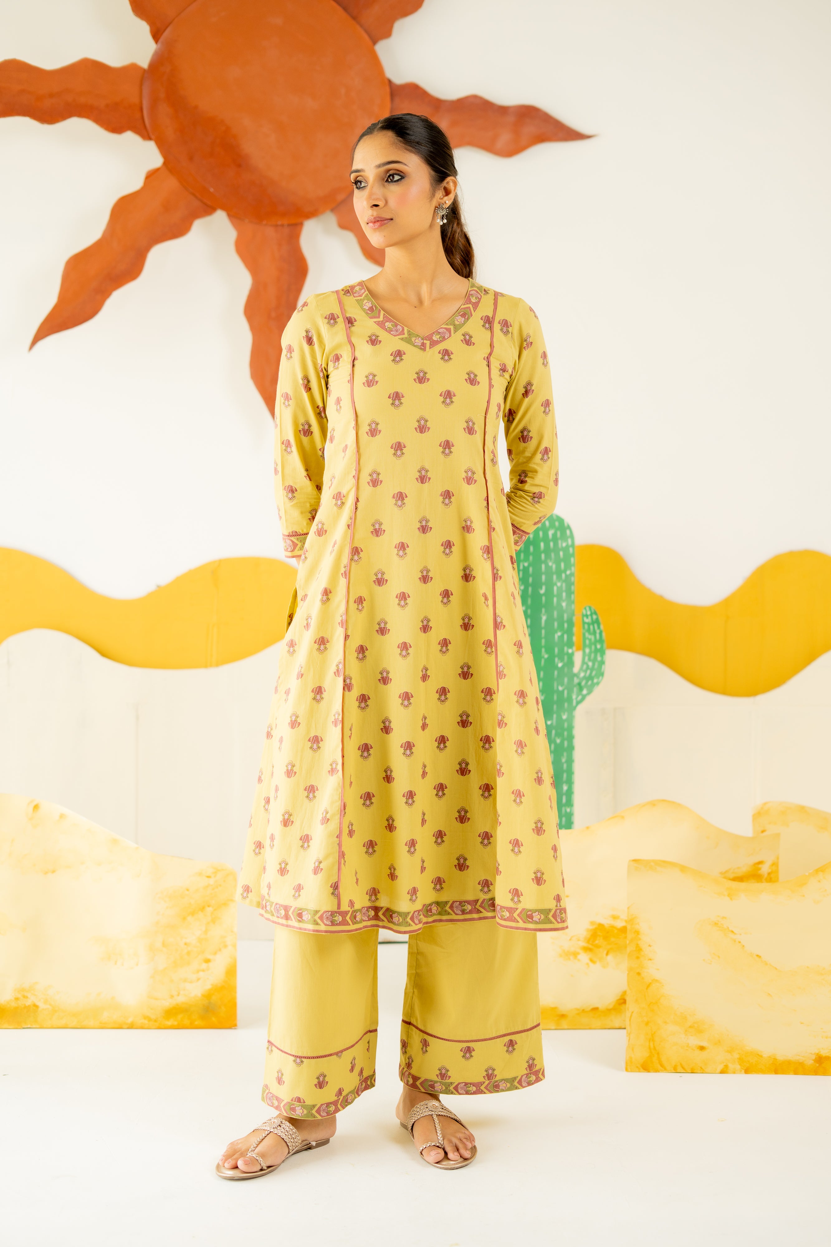 WARM OLIVE  NEERJARA KURTA SET OF 3