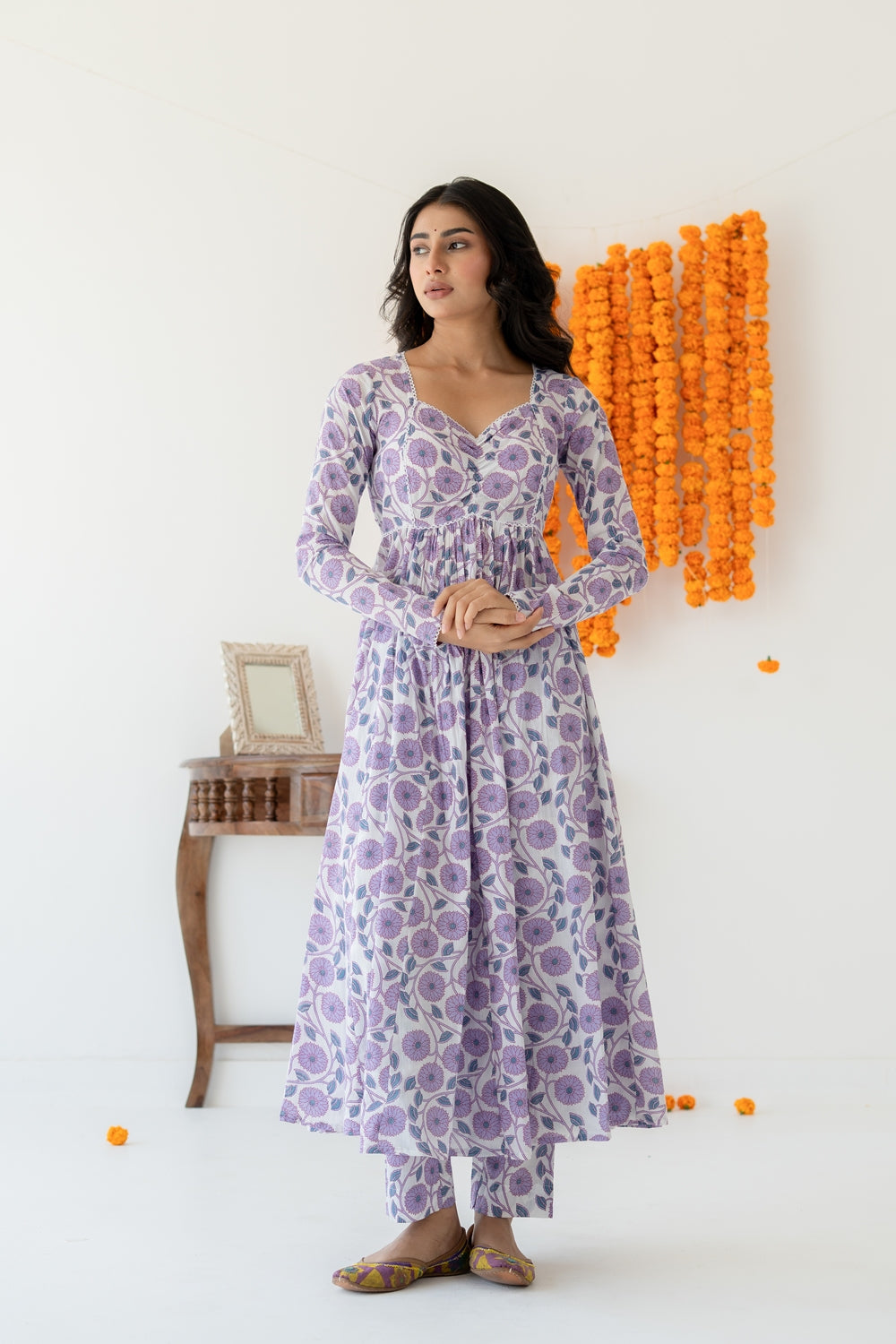 Lavender Anarkali Set