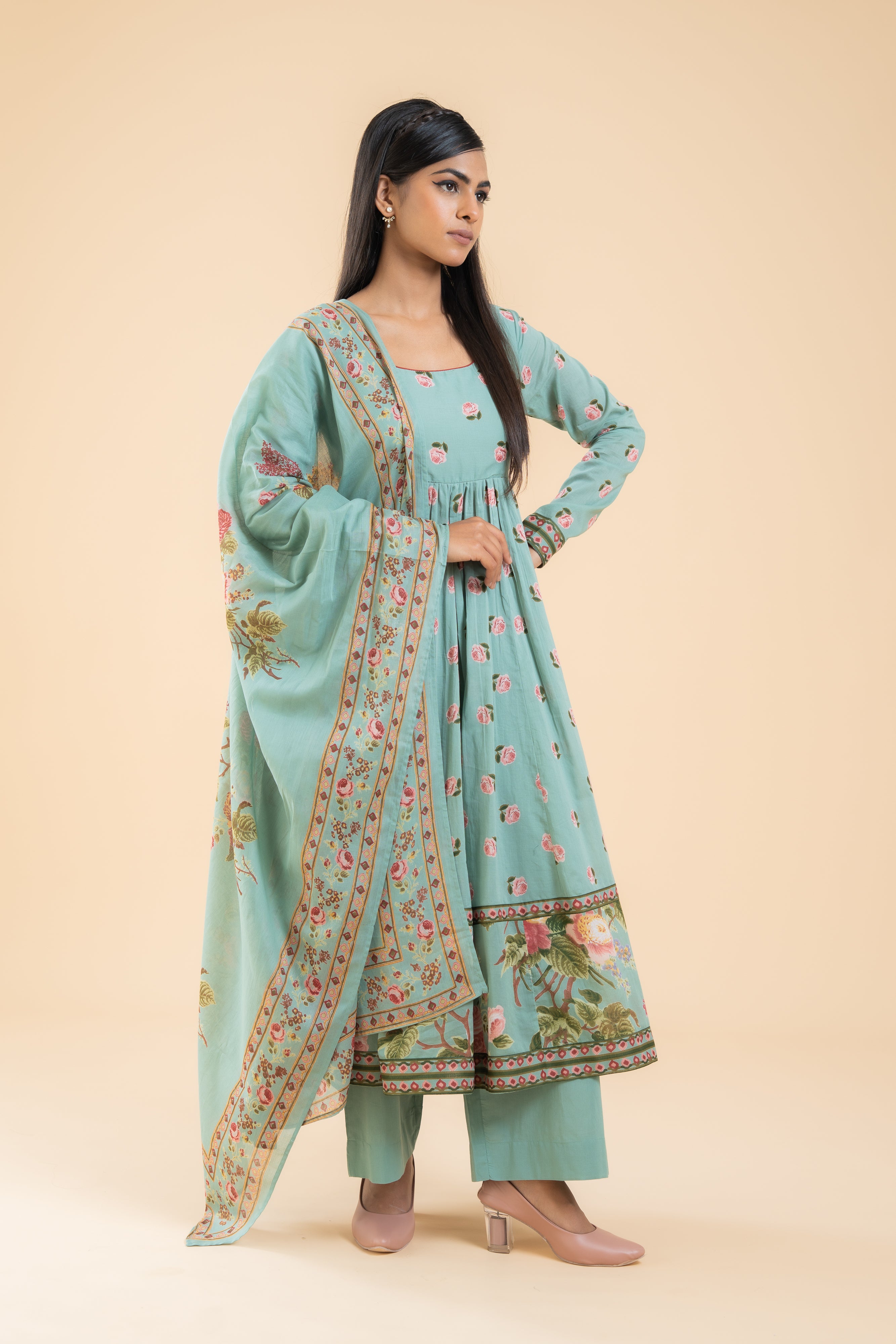 SAGE GREEN RASHIKA  ANARKALI SET OF 3