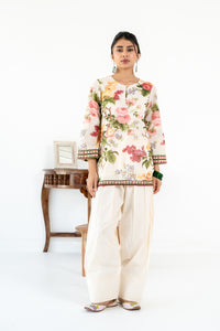 OFF WHITE  NEHER KURTA WITH FARSI SALWAR  SET OF 3