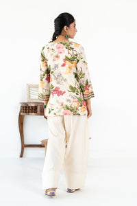 OFF WHITE  NEHER KURTA WITH FARSI SALWAR  SET OF 3