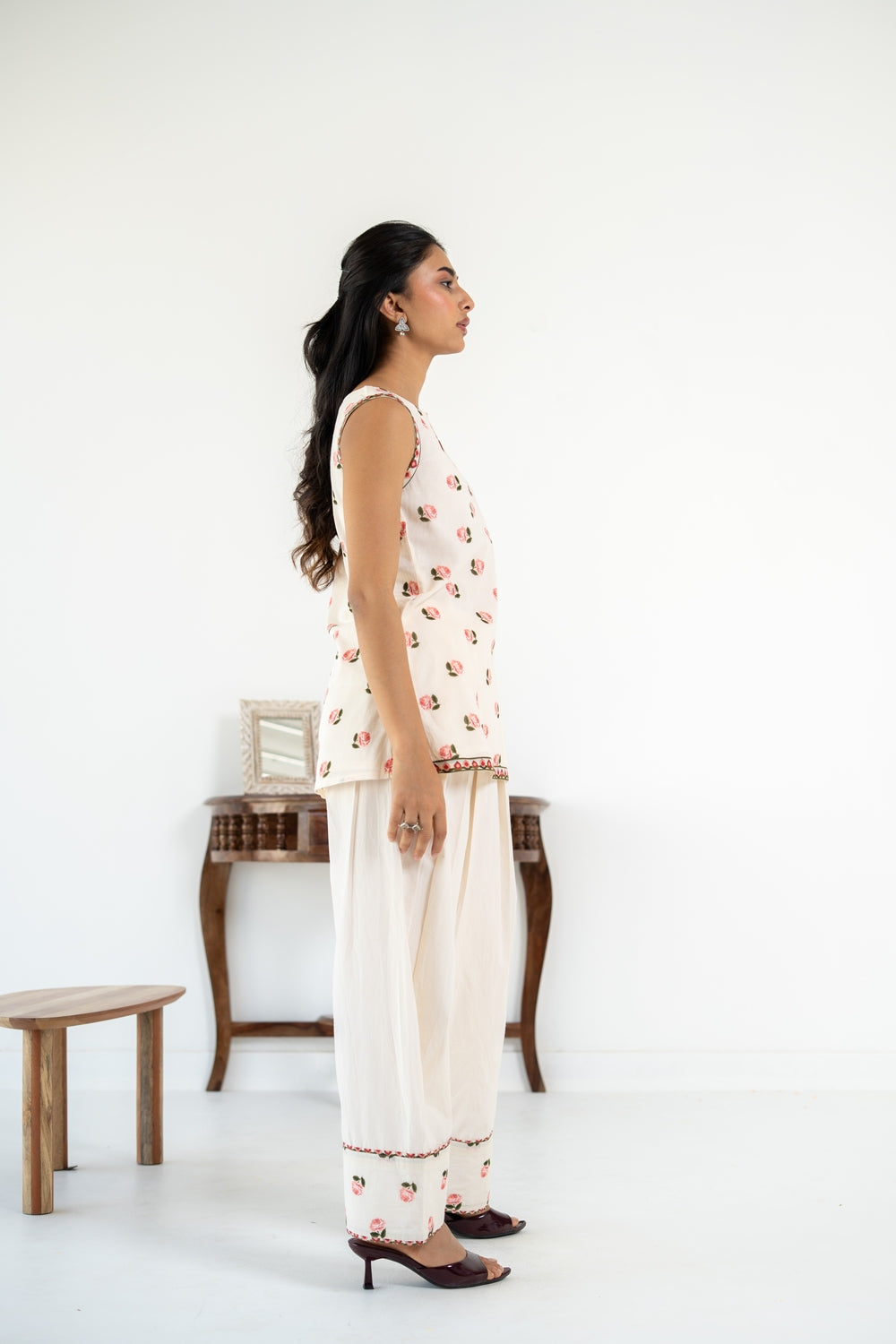 OFF WHITE  ROOH KURTA WITH FARSI SALWAR  SET OF 3