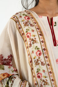 OFF WHITE  ROOH KURTA WITH FARSI SALWAR  SET OF 3