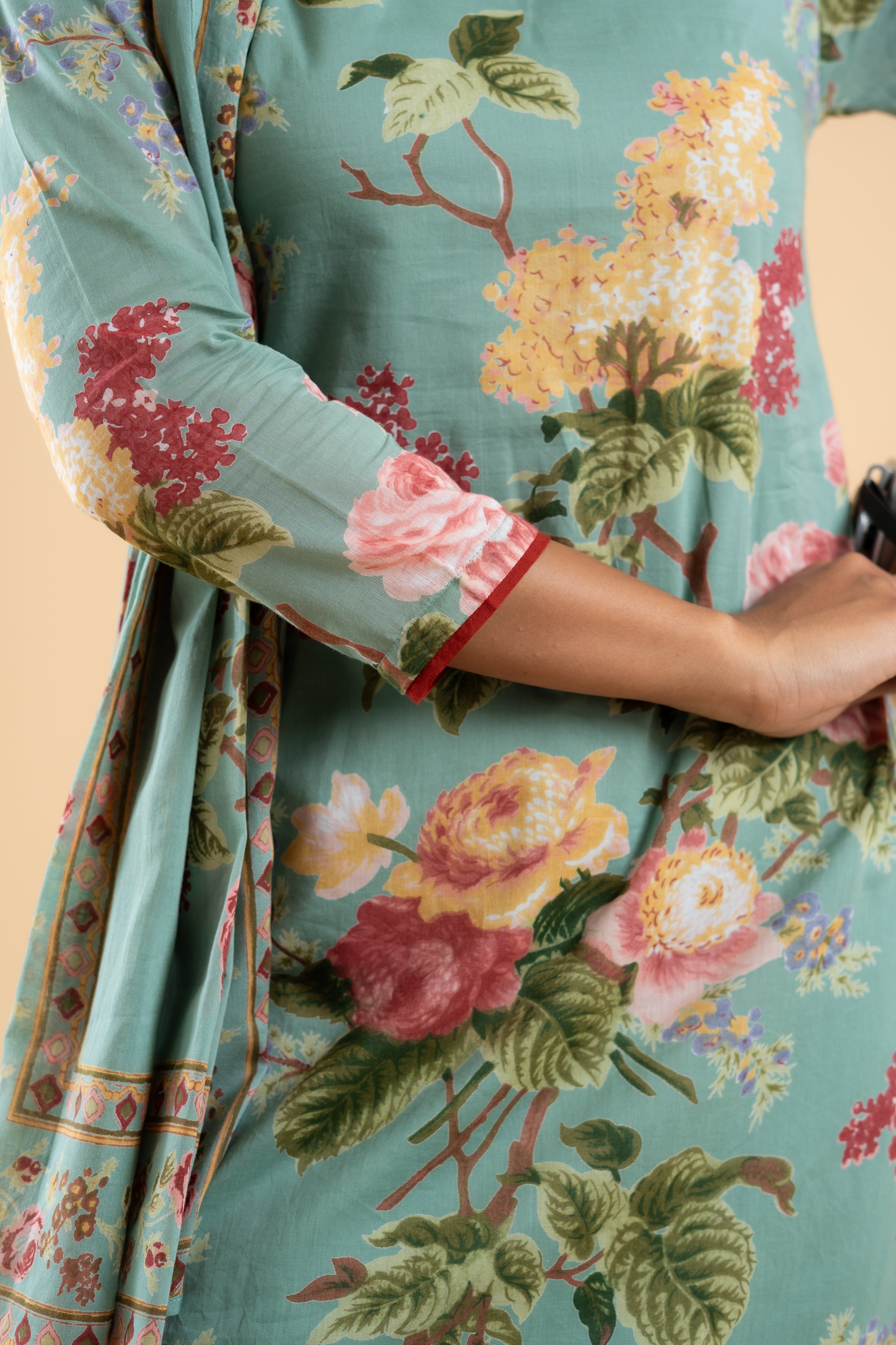 SAGE GREEN PUSHP KURTA SET OF 3