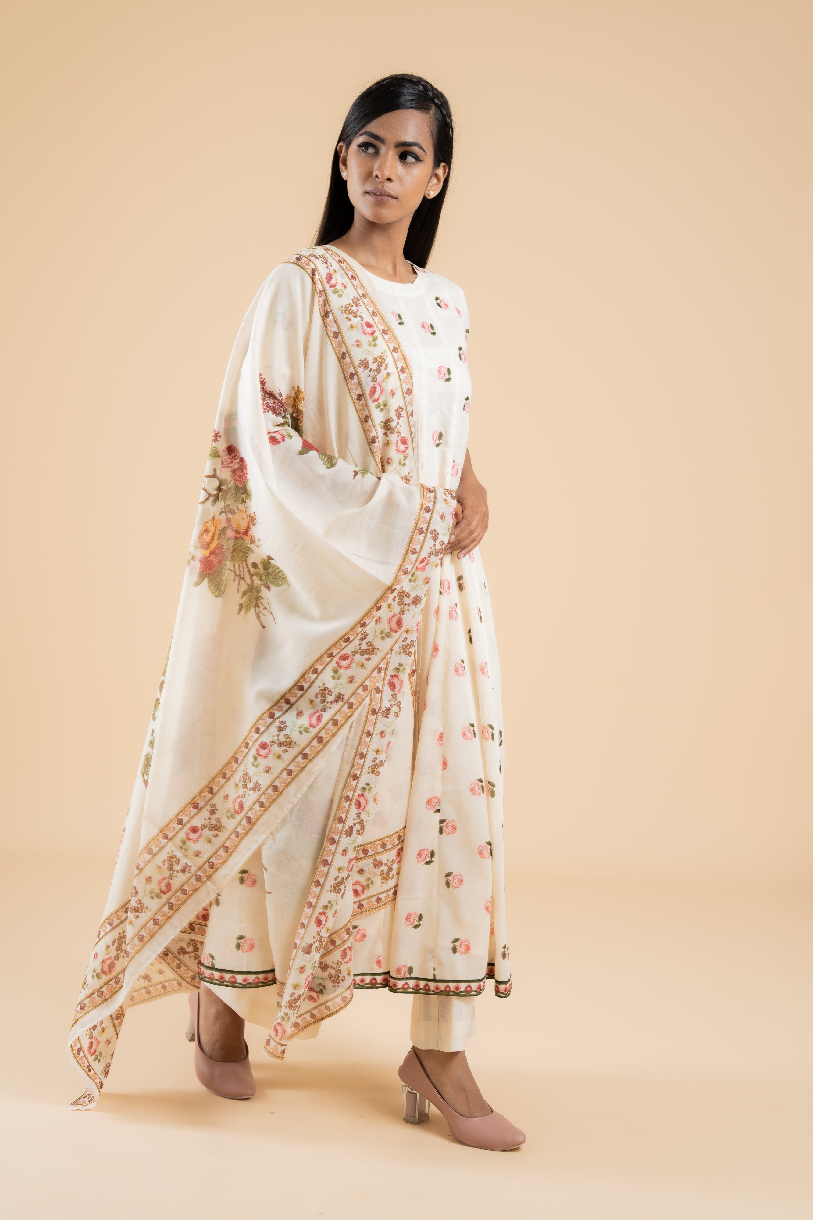 OFF WHITE GULABO ANARKALI SET OF 3