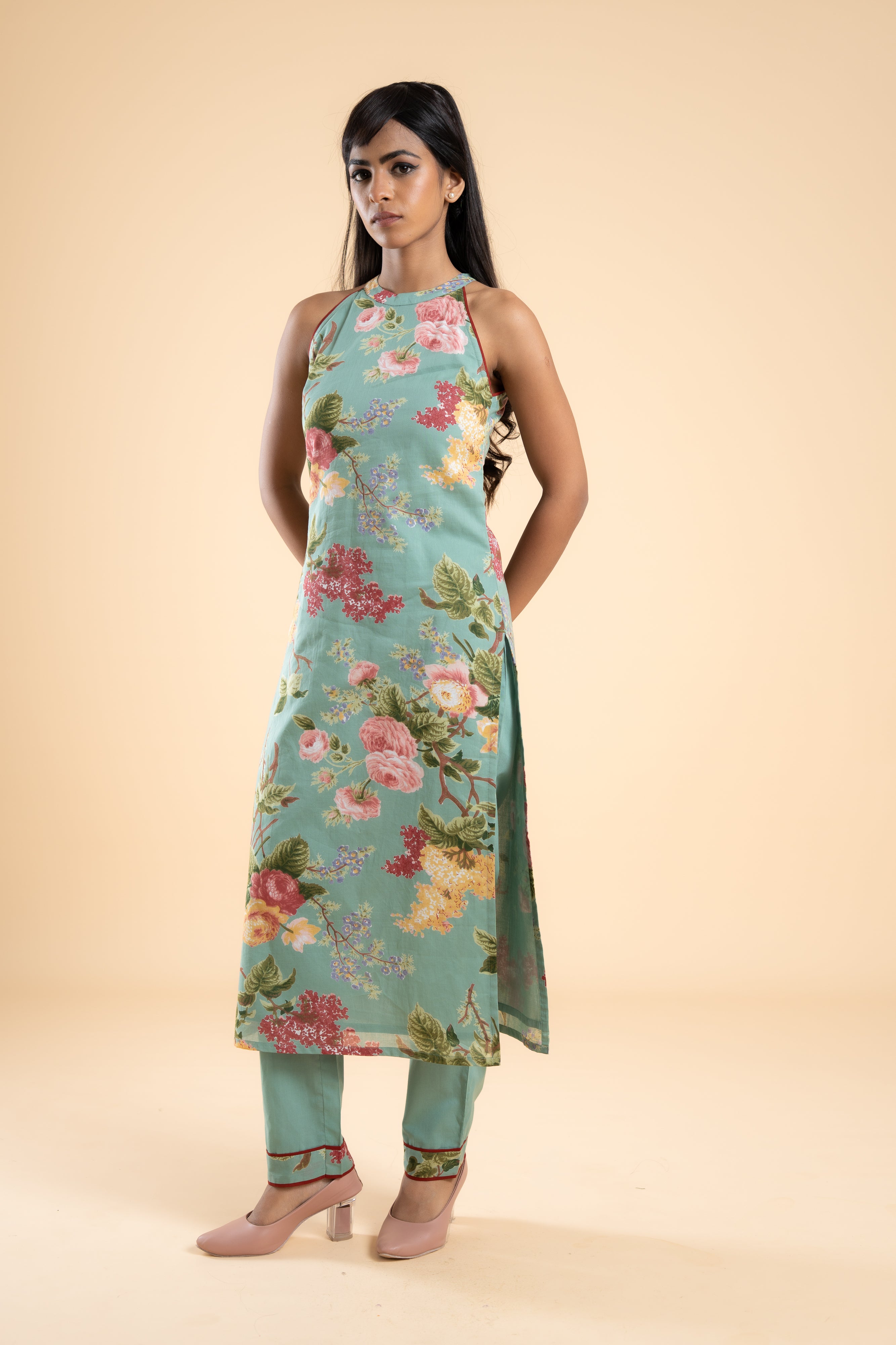 SAGE GREEN PHOOL KURTA SET OF 3