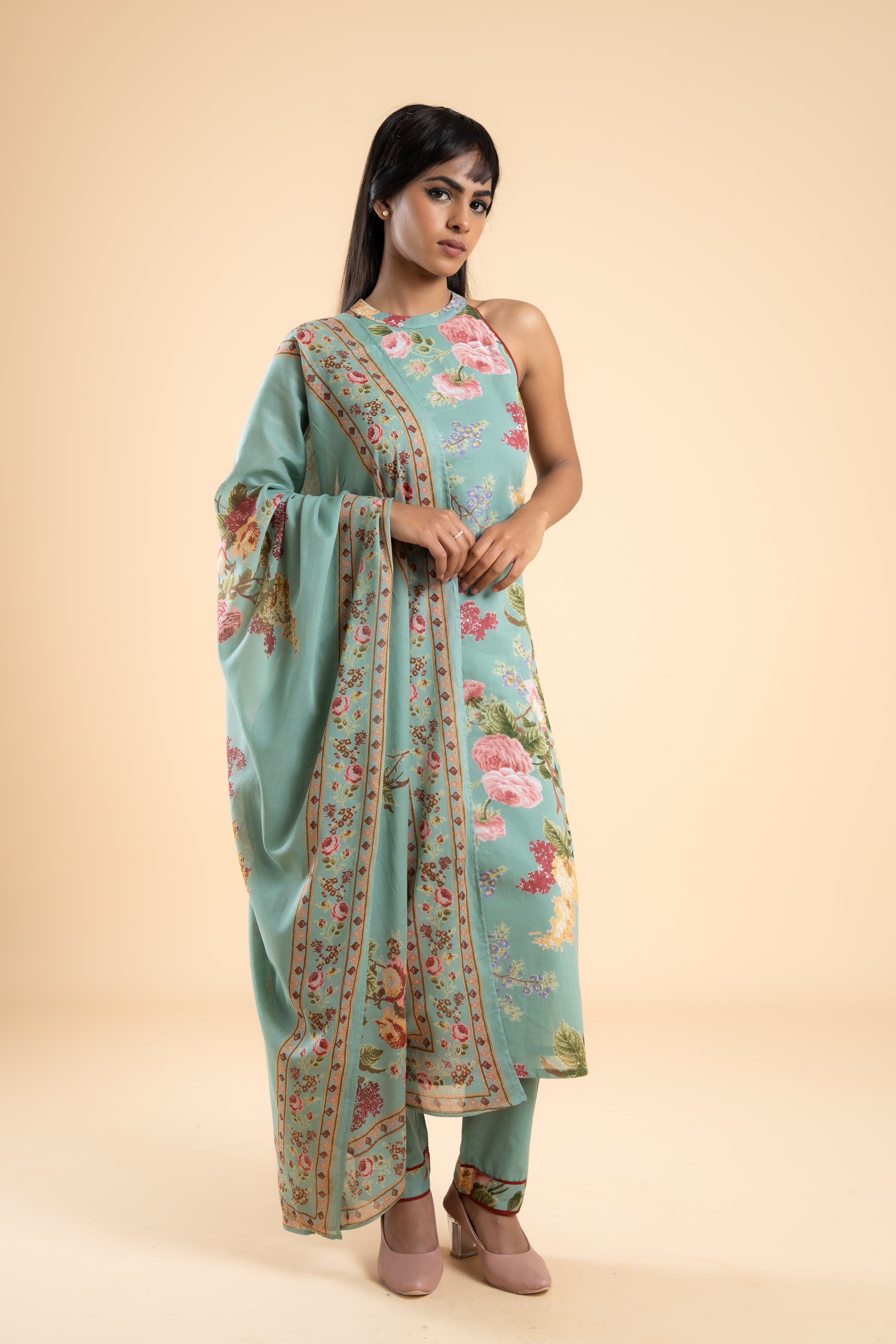 SAGE GREEN PHOOL KURTA SET OF 3