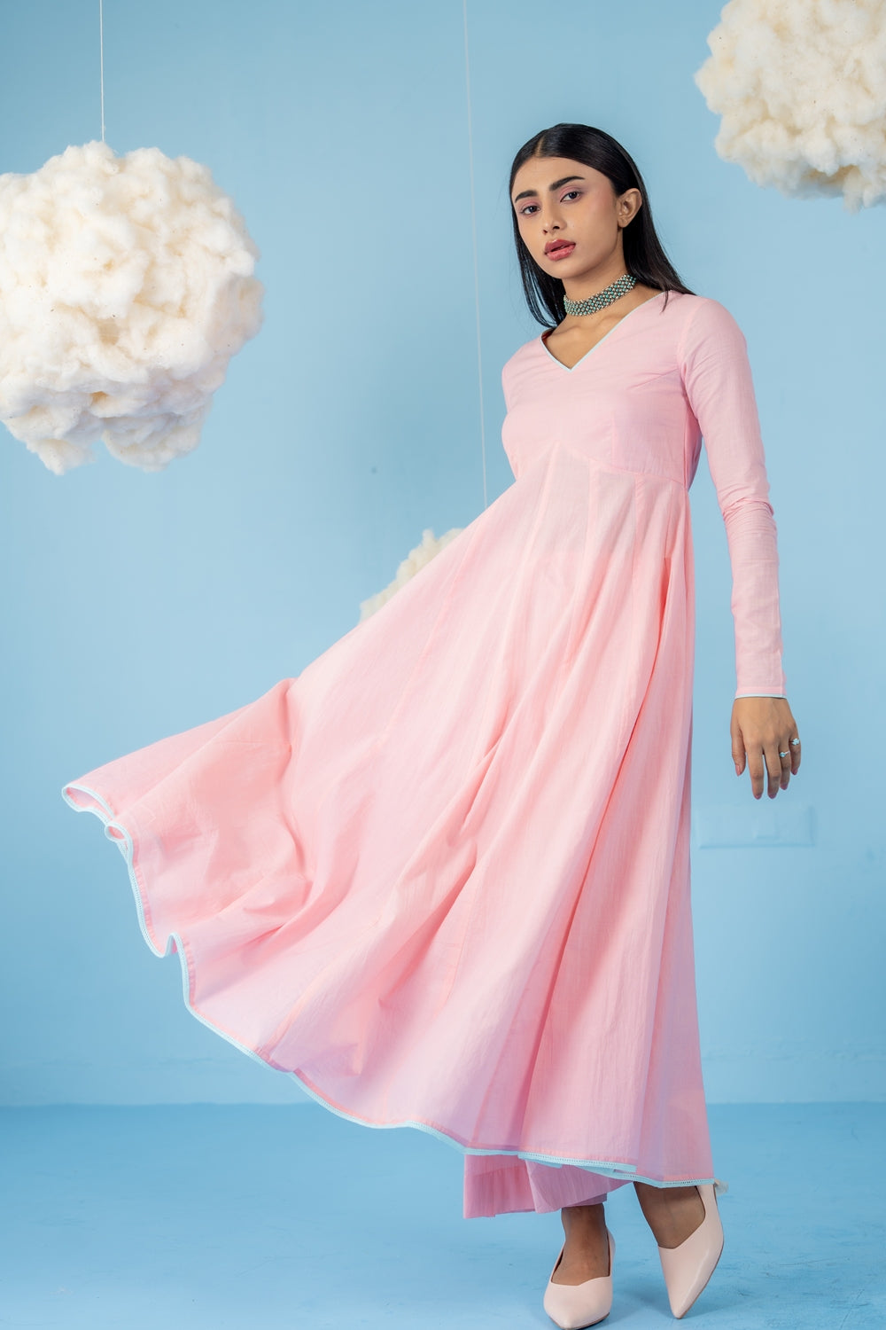 BABY PINK  BERRY ANARKALI SET OF 3
