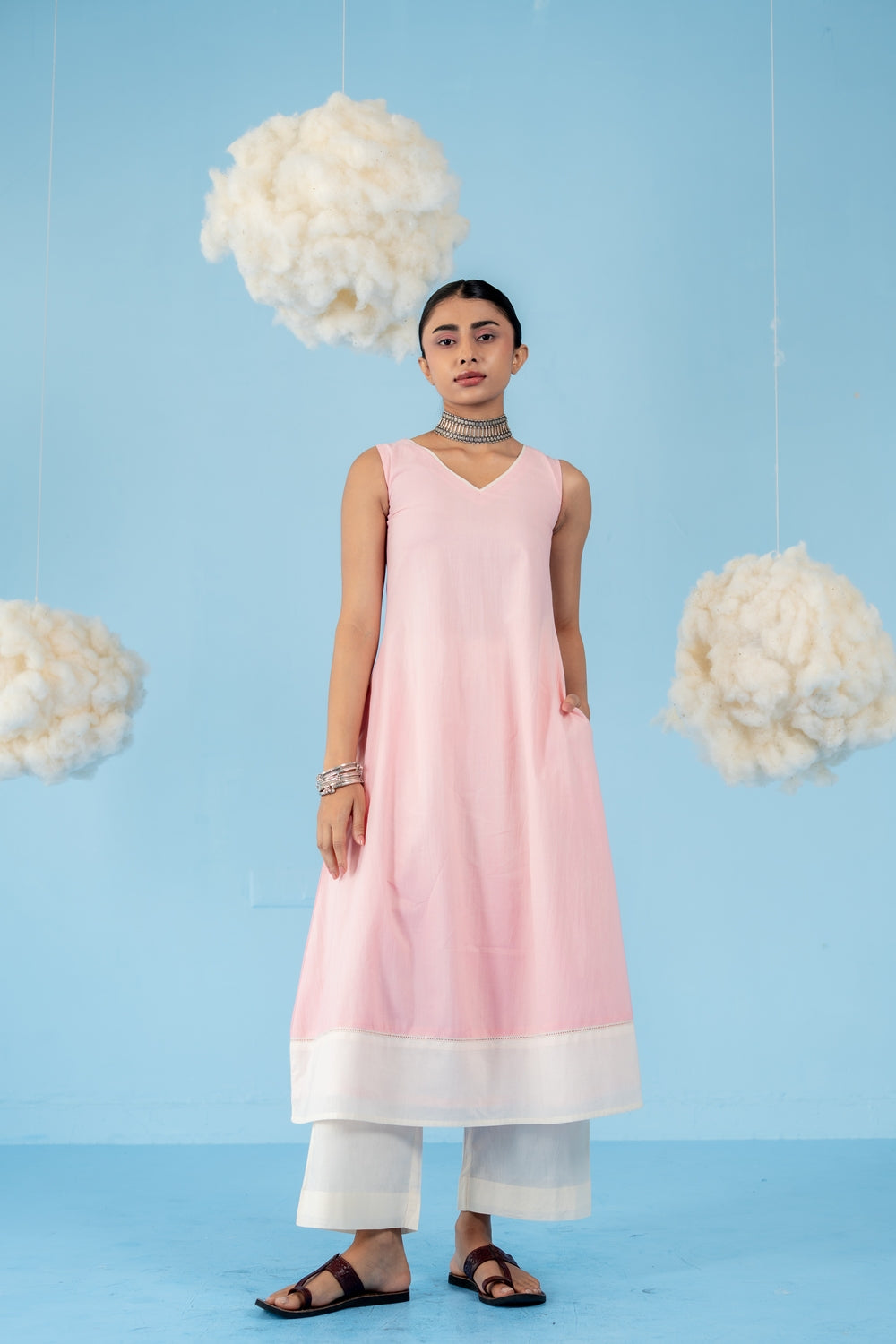 BABY PINK  ROSE KURTA SET OF 3