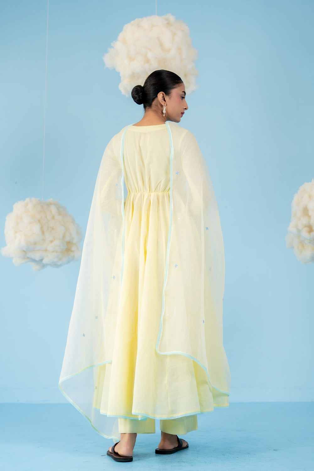BUTTER YELLOW  MANGO ANARKALI SET OF 3