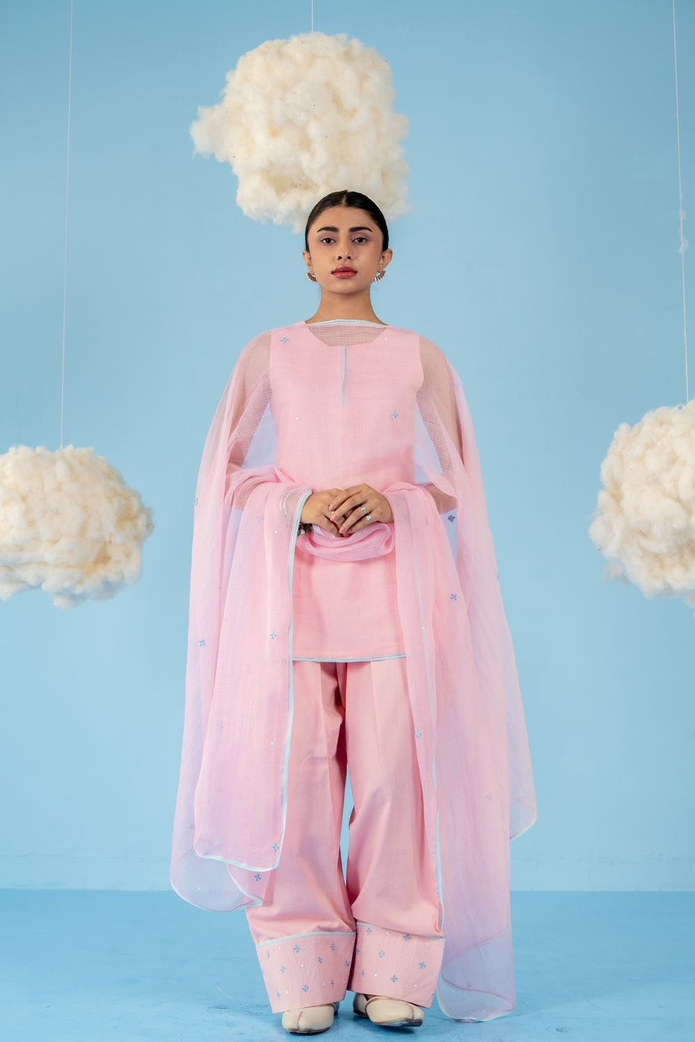BABY PINK CHERRY  FARSI SALWAR SET OF 3