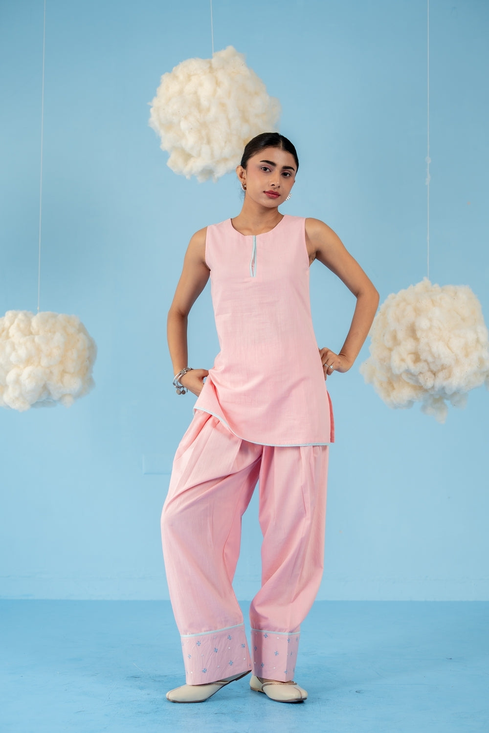 BABY PINK CHERRY  FARSI SALWAR SET OF 3