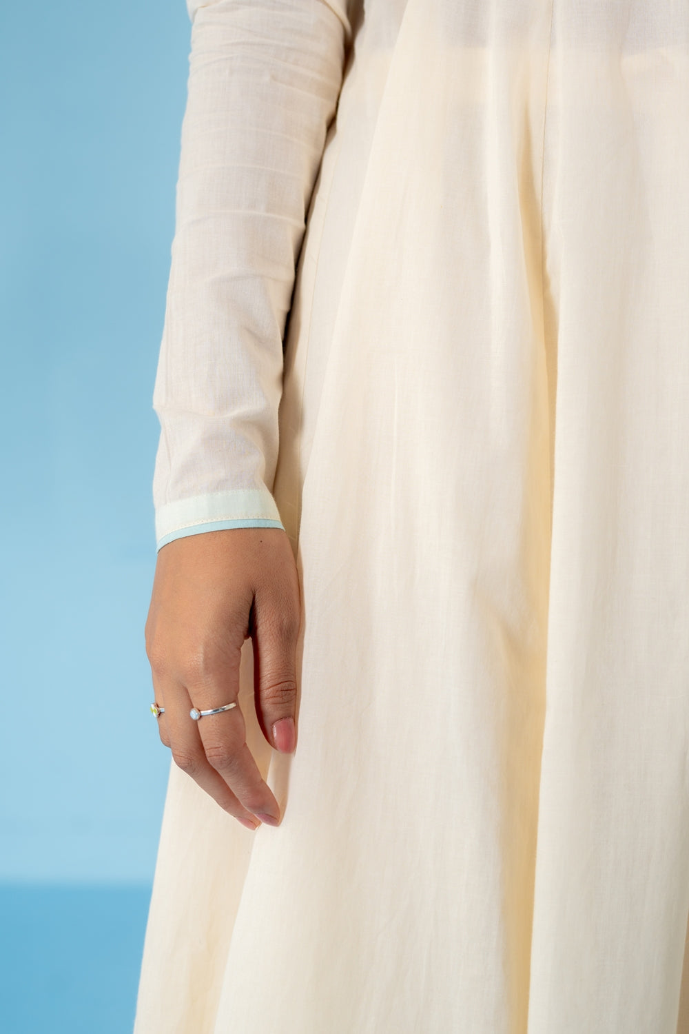 OFF-WHITE  ALMOMD MILK ANARKALI SET OF 3